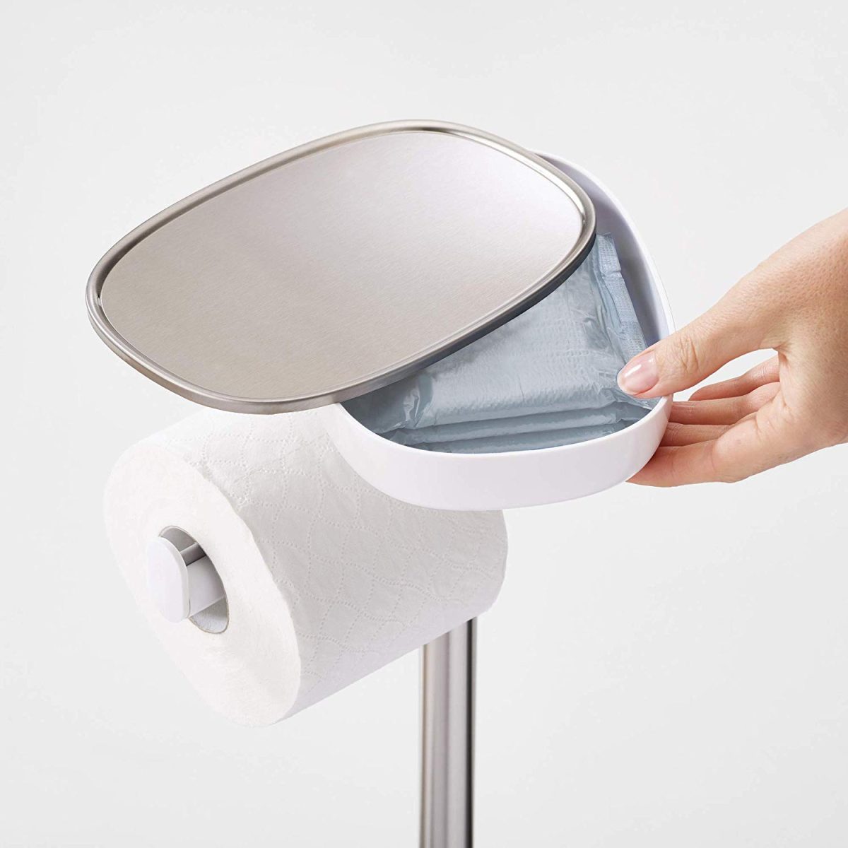 Joseph Joseph EasyStore Butler Toilet Paper Holder Stand and Flex Toilet Brush with Shelf and Drawer, Stainless Steel - Medaid International