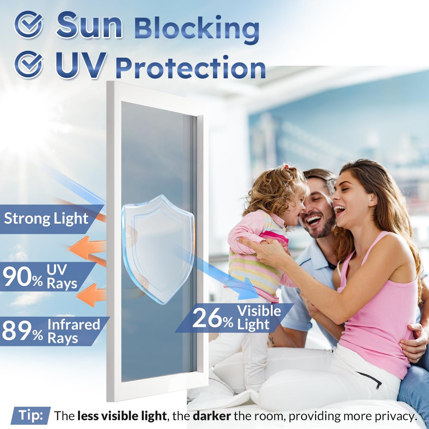 rabbitgoo One Way Window Film Daytime Privacy Mirror Window Tint for Home Office, Heat Control Sun Blocking Anti UV Reflective Tinting Film Glass Window Door Covering,17.5 in X 6.5 Feet, Silver - Medaid International