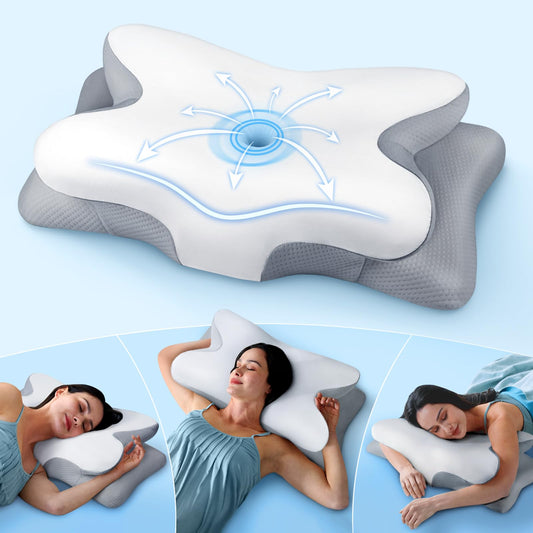 Effective Pain Relief Cervical Neck Pillow for Sleeping, Ergonomic Cooling Side Sleeper Pillow for Neck Support, Odorless Orthopedic Contour Memory Foam Pillows, Bed Pillow for Stomach Back Sleeper - Medaid International