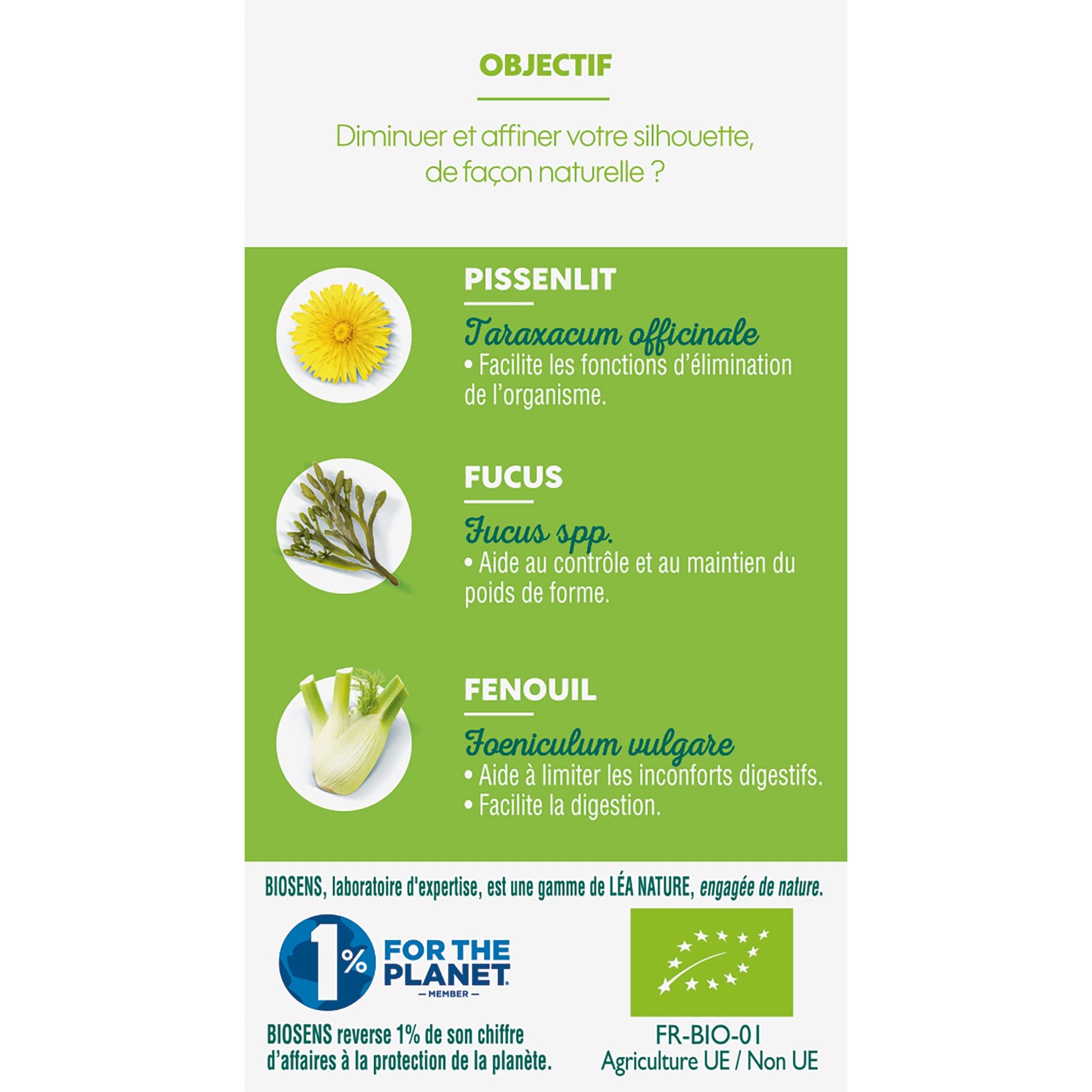 Biosens - Gélule végétale Ventre plat Elimination - Fenouil, Pissenlit et Fucus - Certifié Bio AB Vegan - Fabriqué en France - Actifs 100% Végétaux - Programme de 30 jours - 60 gélules (Lot de 4) - Medaid International