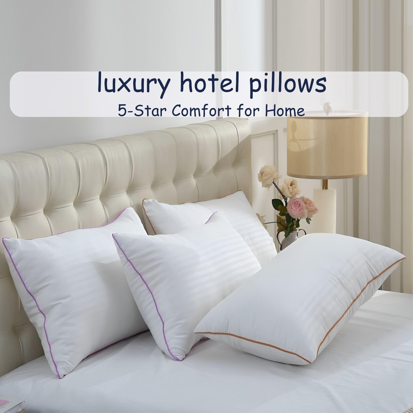 VAINOC Pillows Standard Size Set of 2,Breathable Hotel Collection Bed Pillows for Sleeping Medium Soft Down Alternative Microfiber Filled,20 x 26 Inches - Medaid International