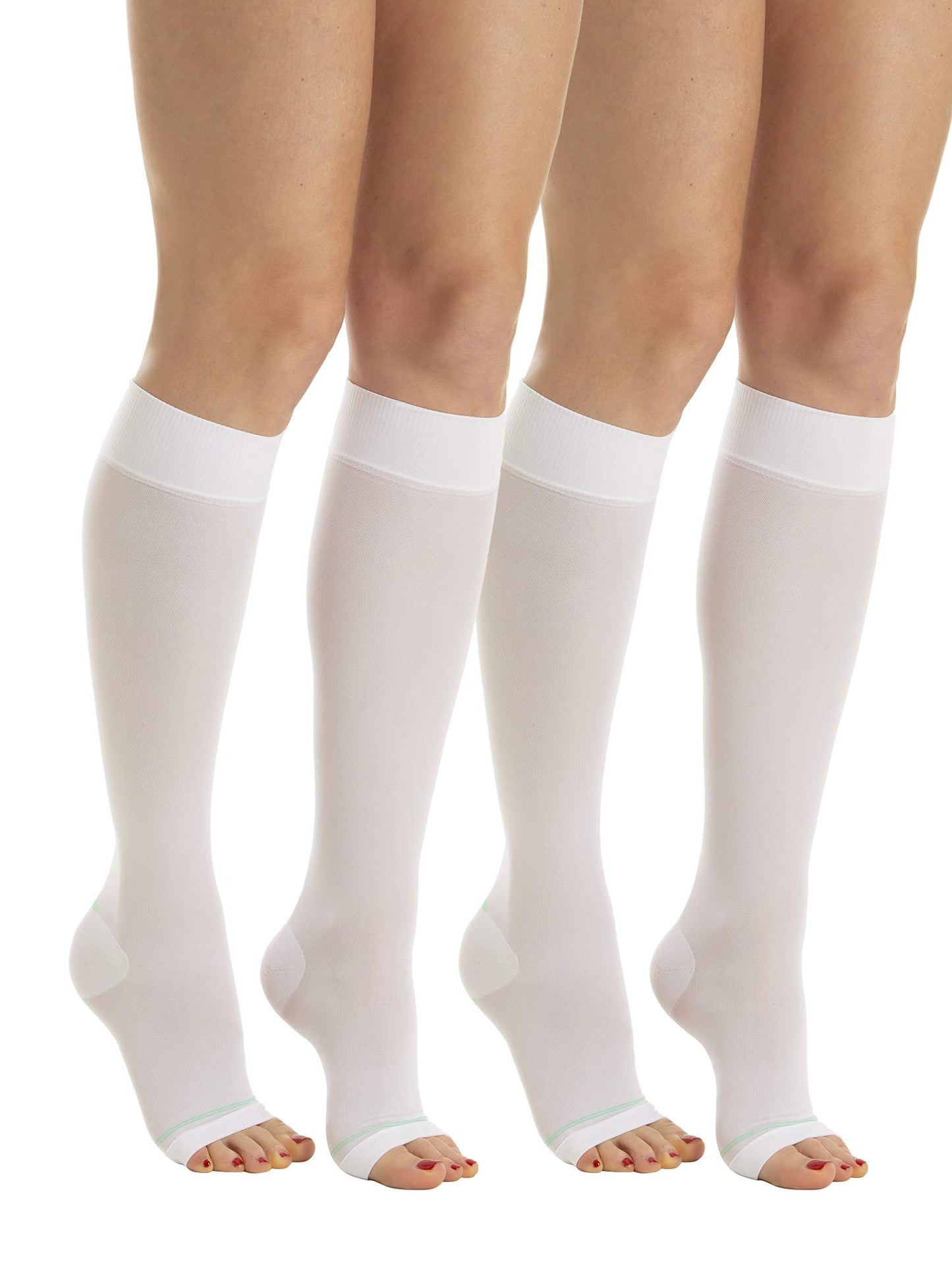 Relaxsan Compression Socks for Women and Men Made in Italy - 18-23 mmHg - Anti Embolism Stockings Open Toe - M0350A (2 Pairs - White, XXL) - Medaid International