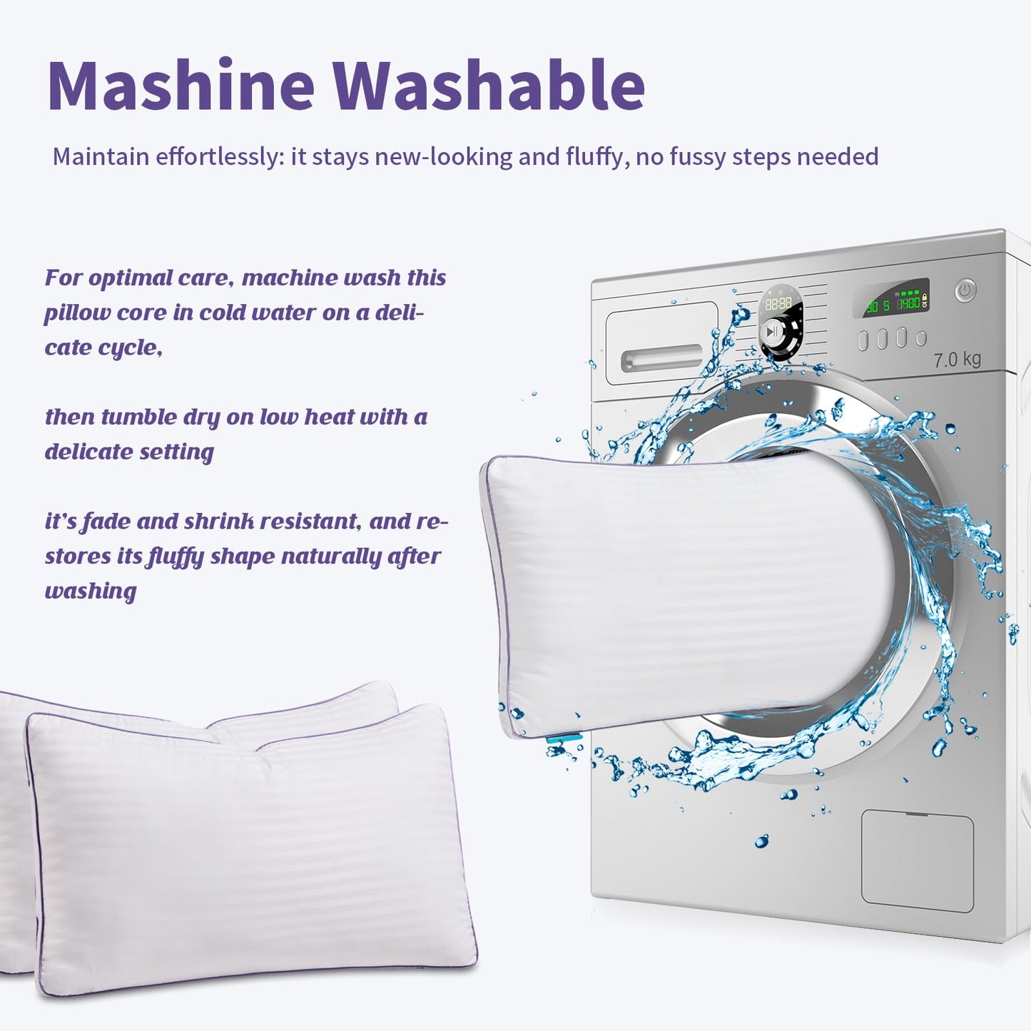 SLEEPDIARY King Size Pillows Set of 2,Hotel-Quality Bed Pillows with Zipper for Adjustable Loft, Machine Washable, Down Alternative Filling for Back, Side & Stomach Sleepers, White - Medaid International