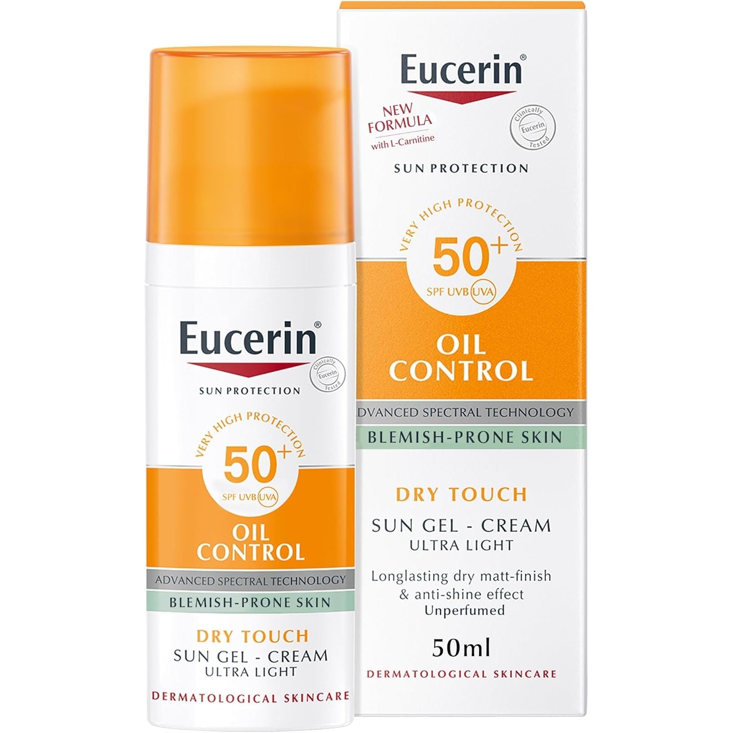 Eucerin Face Sunscreen Oil Control Gel-Cream Dry Touch, High UVA/UVB, SPF 50+, Light Texture Sun Protection, Suitable Under Make-Up, For Blemish-Prone Skin, 50ml - Medaid