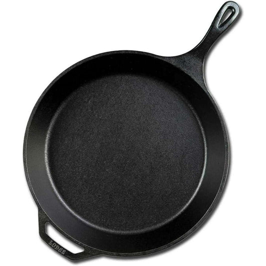 Pre-Seasoned Cast Iron Skillet With Assist Handle, 38cm, Black - Medaid International