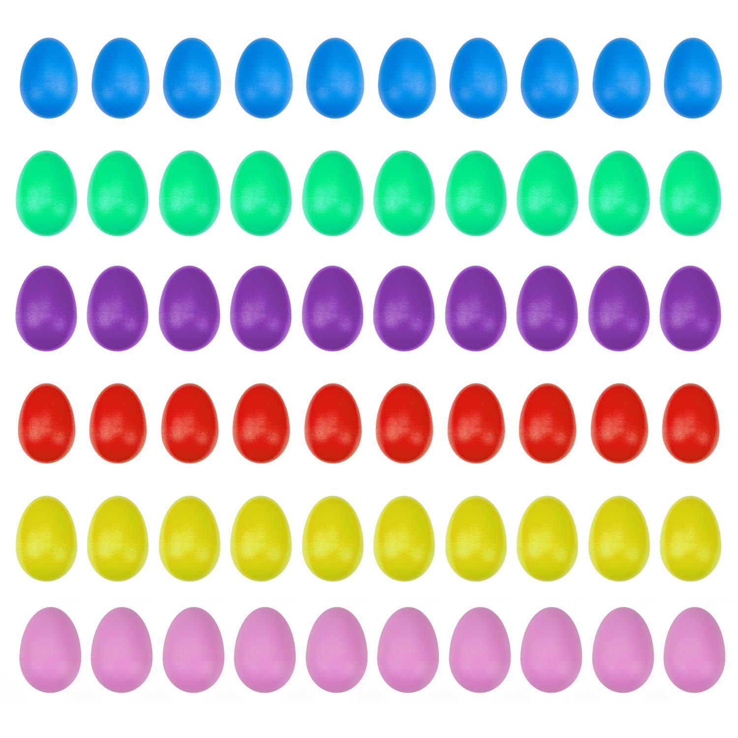 Foraineam 60 Pieces Plastic Egg Shakers - Colorful Easter Egg Maracas Musical Instruments - Percussion Music Eggs Noisemaker for Party Favors & Music Learning - Medaid International