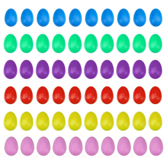 Foraineam 60 Pieces Plastic Egg Shakers - Colorful Easter Egg Maracas Musical Instruments - Percussion Music Eggs Noisemaker for Party Favors & Music Learning - Medaid International