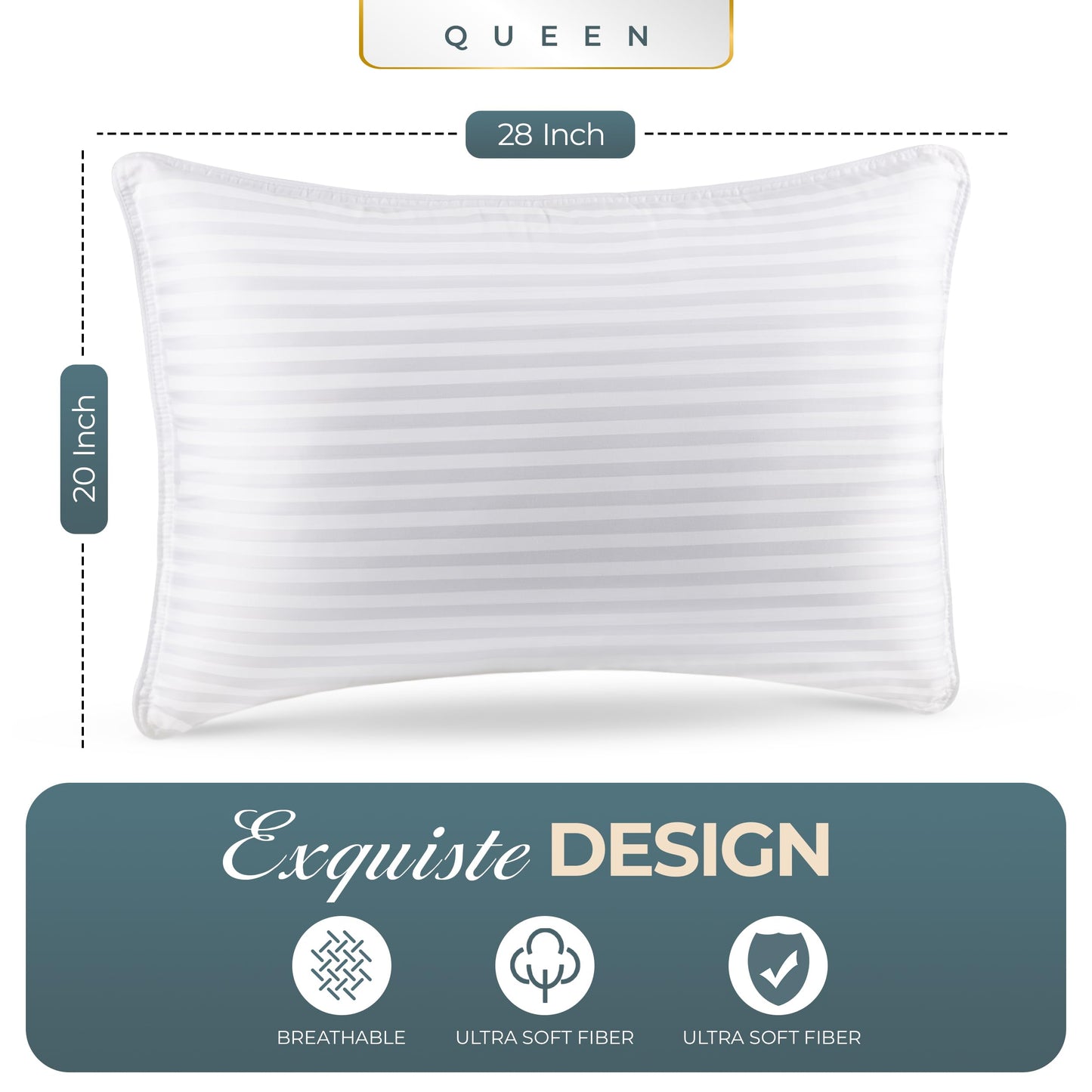 Utopia Bedding Bed Pillows for Sleeping Queen Size (White), Set of 2, Cooling Hotel Quality, for Back, Stomach or Side Sleepers - Medaid International