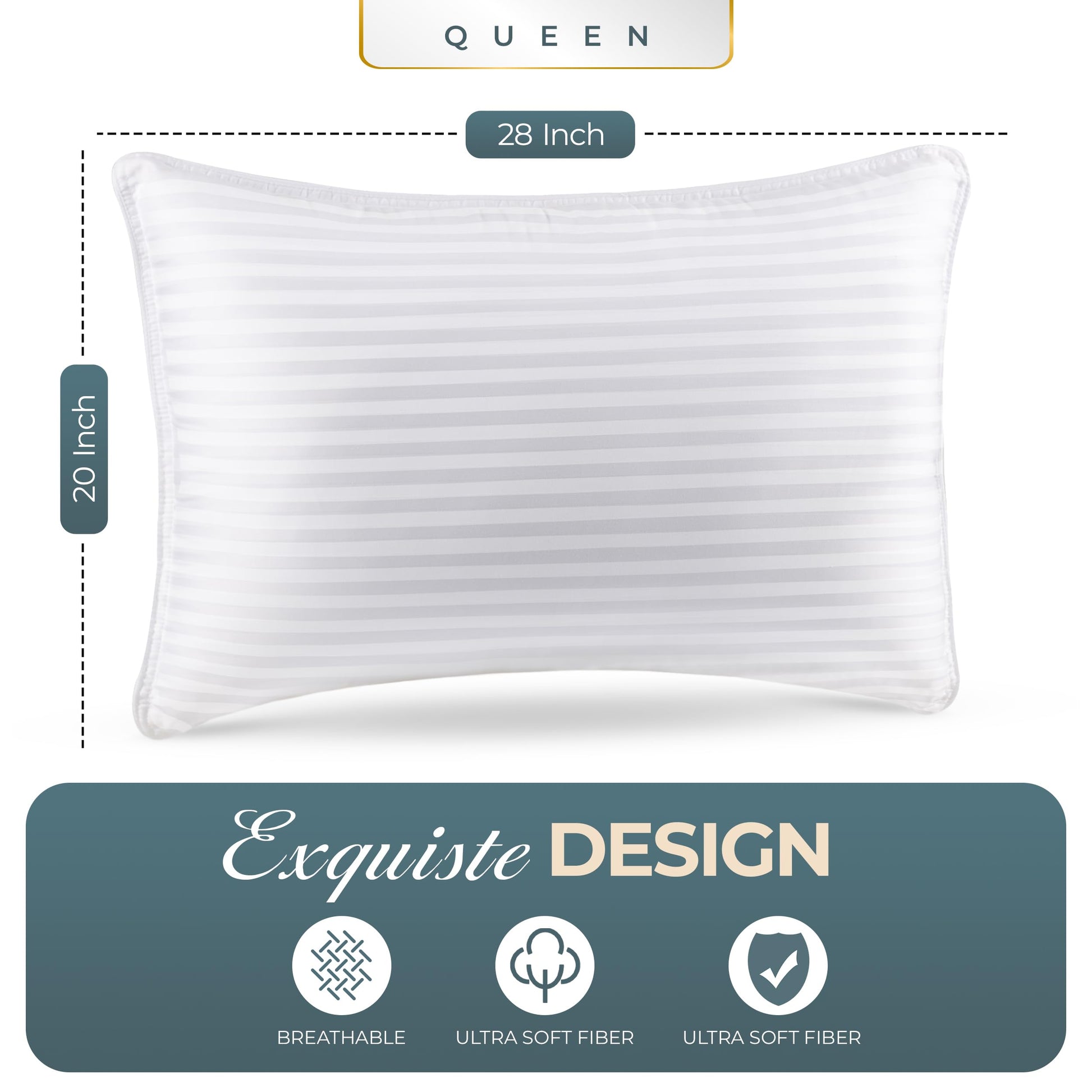 Utopia Bedding Bed Pillows for Sleeping Queen Size (White), Set of 2, Cooling Hotel Quality, for Back, Stomach or Side Sleepers - Medaid International