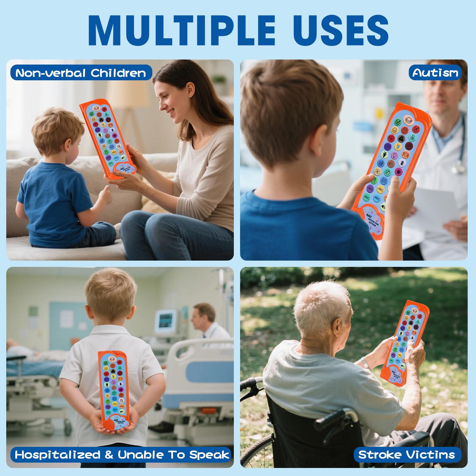 AAC Device for Autism Communication Device for Nonverbal Kids & Adults, Non Verbal Communication Tools for Speech Therapy, Autism Talking Aids with 5 Programmable Buttons & Adjustable Volume - Medaid International