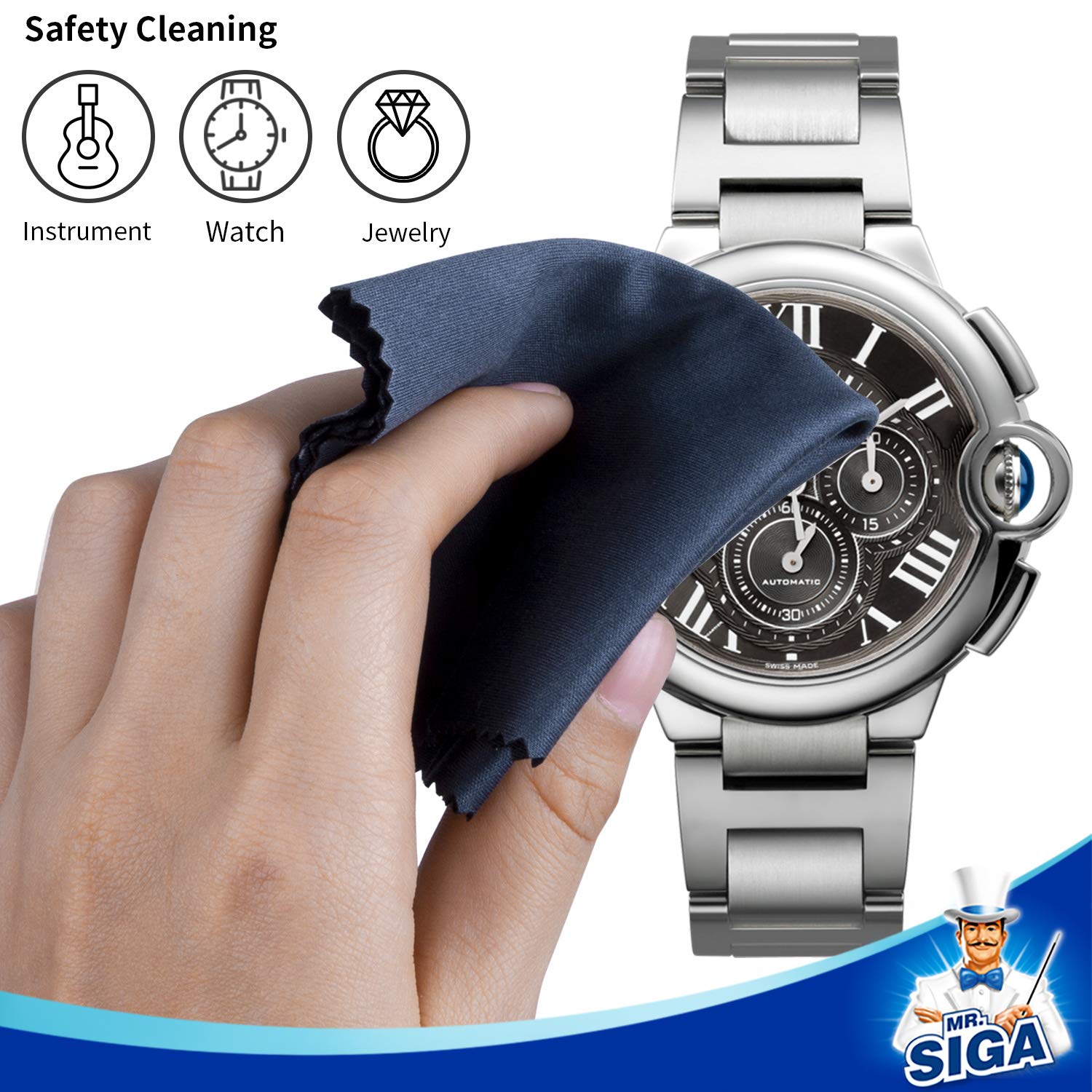 MR.SIGA Premium Microfiber Cleaning Cloths for Lens, Eyeglasses, Screens, Tablets, Glasses, 6 Pack, 6 x 7 inches (15 x 18 cm) - Medaid International