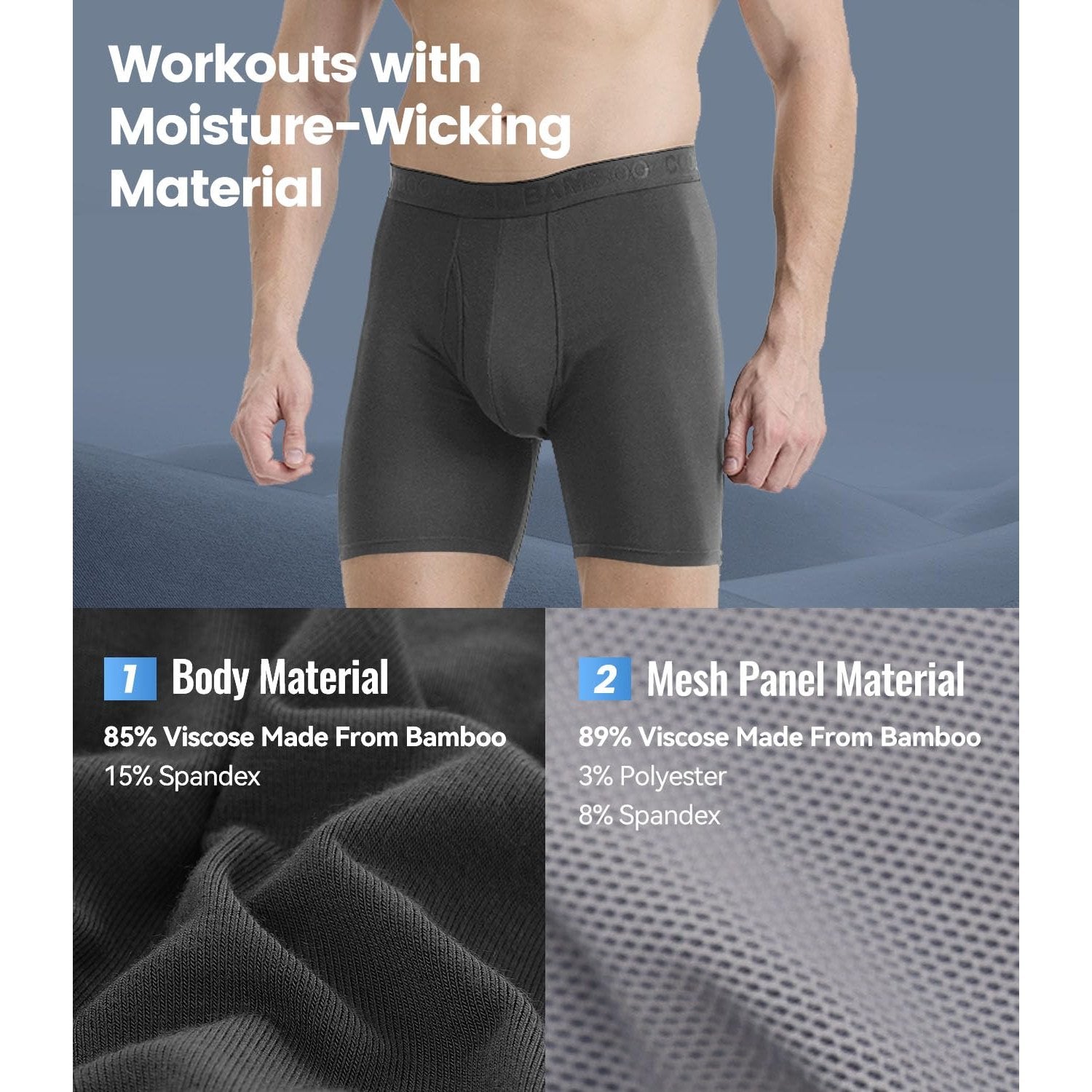 BAMBOO COOL Mens Underwear Support Pouch Men's Boxer Brief Breathable Underwear 3 pack(Medium) - Medaid International