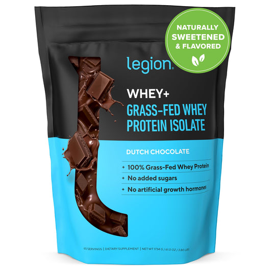 LEGION Whey+ Protein Whey Isolate from Grass Fed Cows - Whey Protein Isolate Powder Low Calorie, Non-GMO, Sugar Free, Lactose and Gluten Free, All Natural Protein Powder for Men & Women (60 Servings) - Medaid International