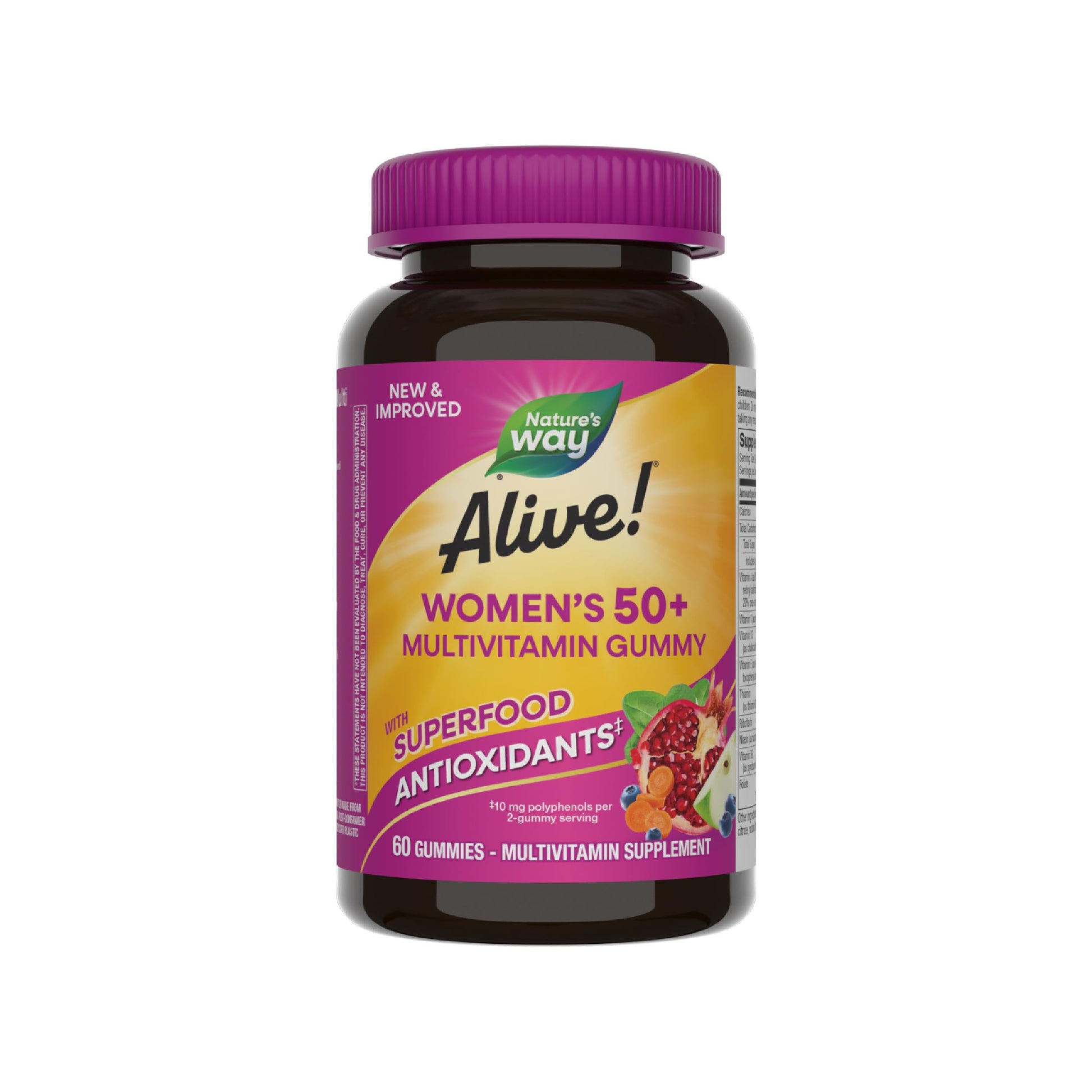 Nature's Way Alive! Women's 50+ Daily Gummy Multivitamins, Women's Supplements, Supports Healthy Heart, Brain & Bones,* B-Vitamins, Mixed Berry Flavored, 60 Gummies (Packaging May Vary) - Medaid International