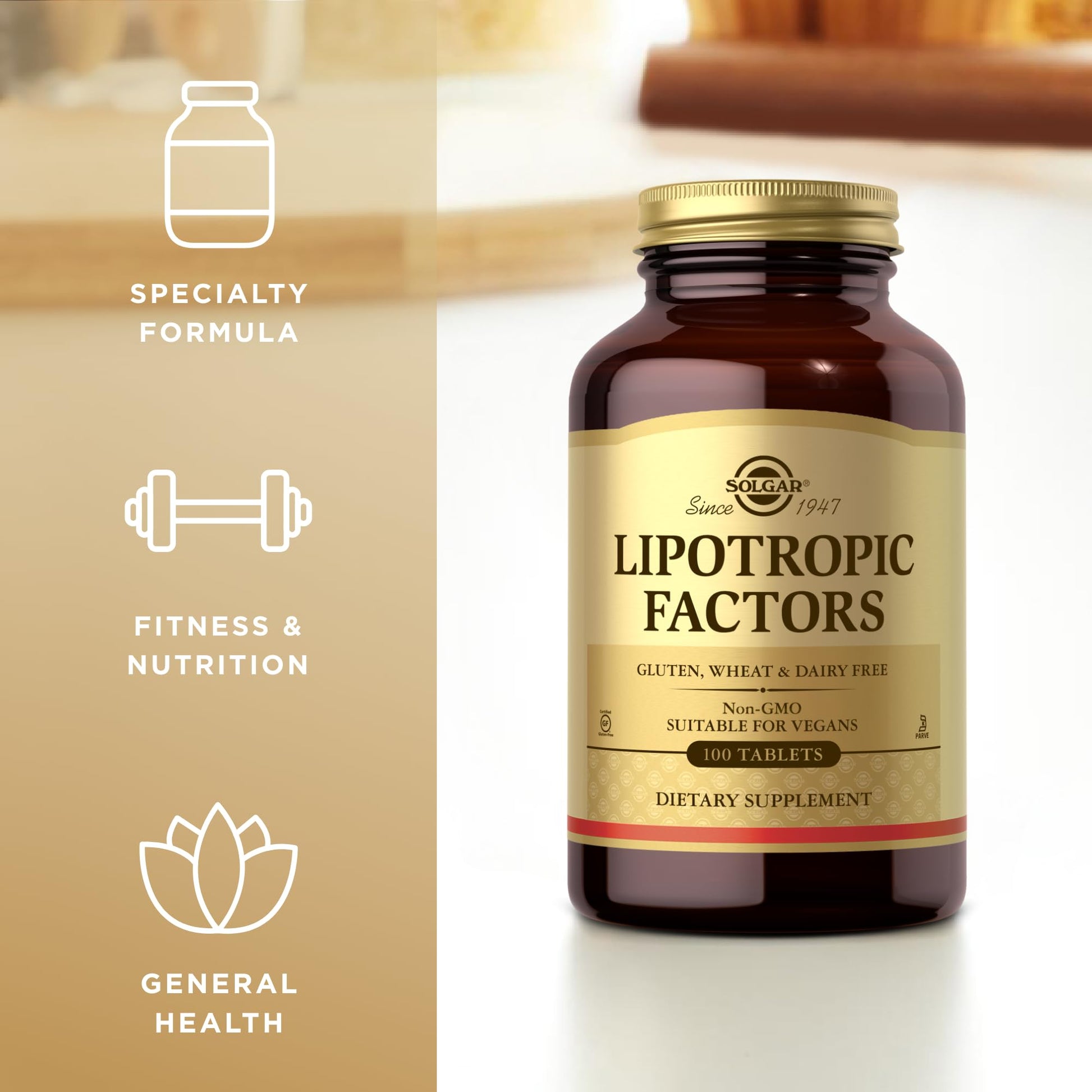 Solgar Lipotropic Factors - 100 Tablets - Non-GMO, Vegan, Gluten Free, Dairy Free, Kosher - 33 Servings - Medaid International