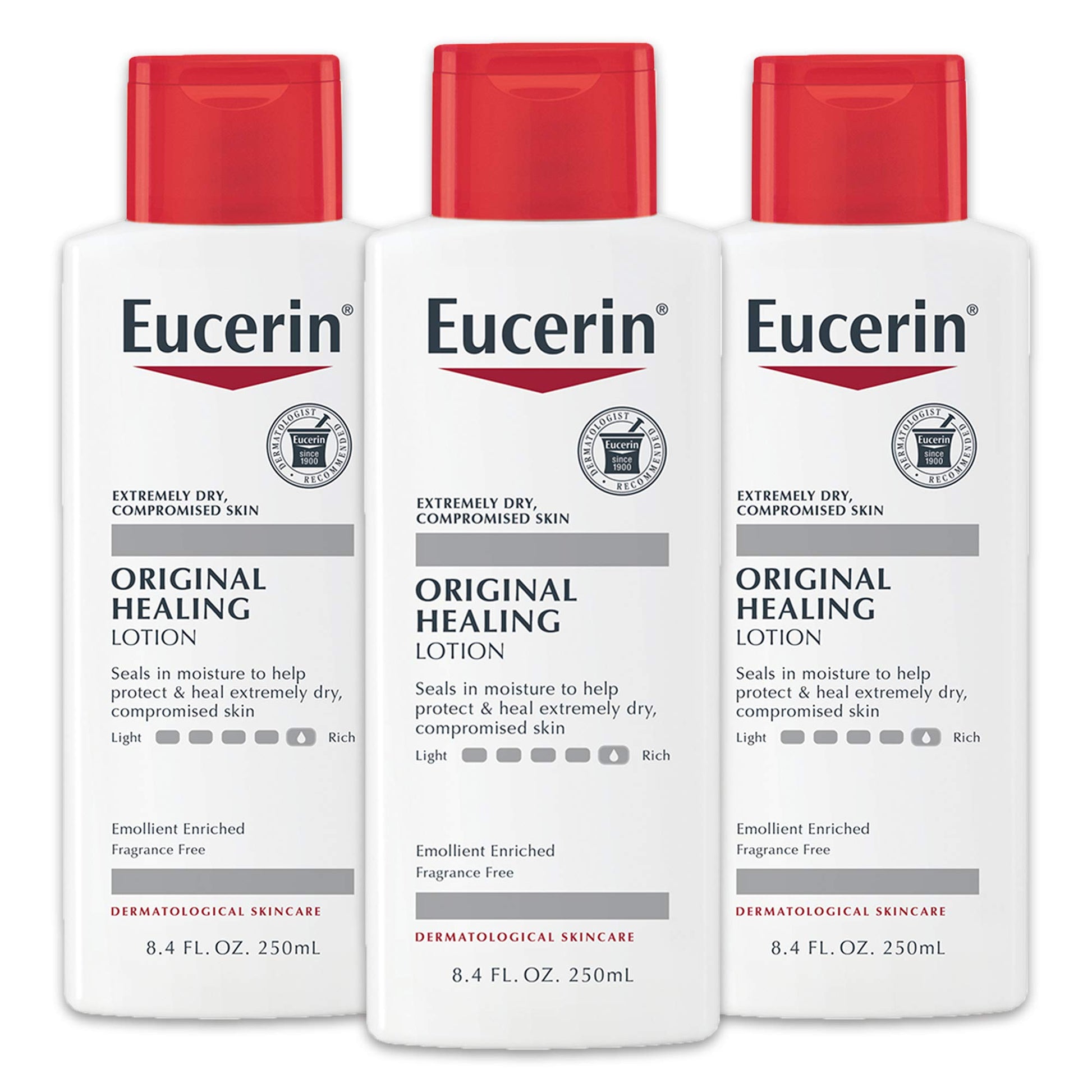 Eucerin Original Healing Lotion - Fragrance Free, Rich Lotion for Extremely Dry Skin - 8.4 fl. oz. Bottle (Pack of 3) - Medaid International