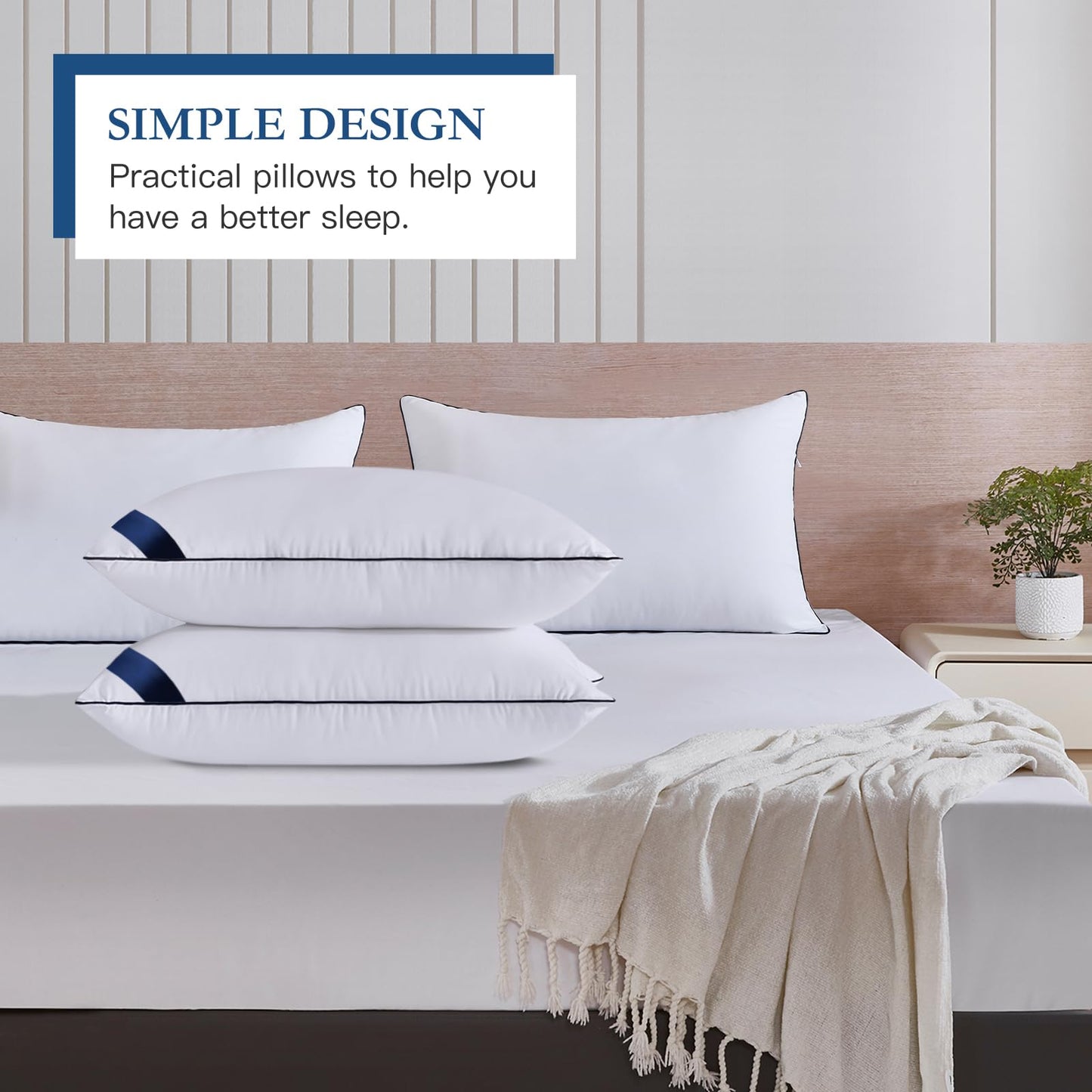 Pillows Standard Size Set of 4,Soft Microfiber Standard Pillows with Hollow Fiber,Hotel Quailty Bed Pillows for Sleeping 4 Pack for Back,Stoamch Sleeper - Medaid International