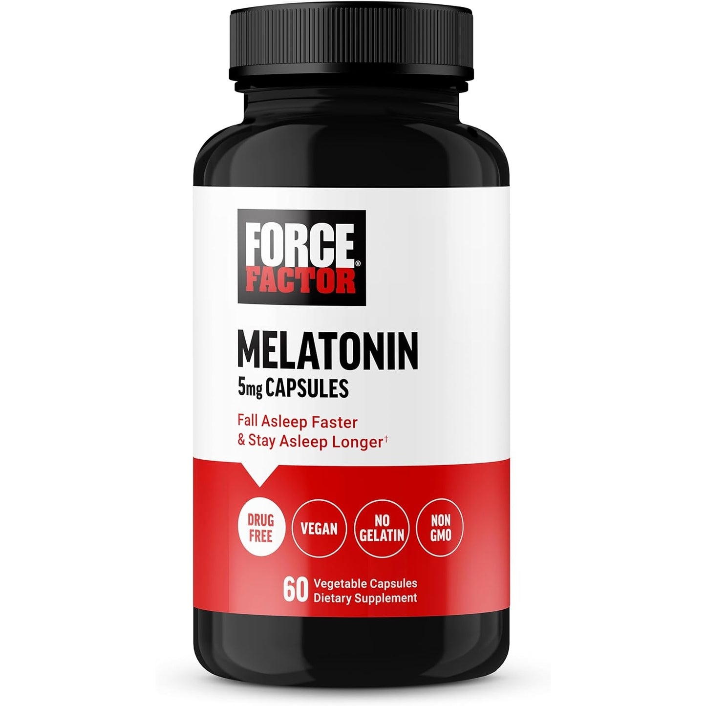 FORCE FACTOR Melatonin 5mg, Drug-Free Supplement, Vegan, Non-GMO, 60 Vegetable Capsules - Medaid - Lebanon