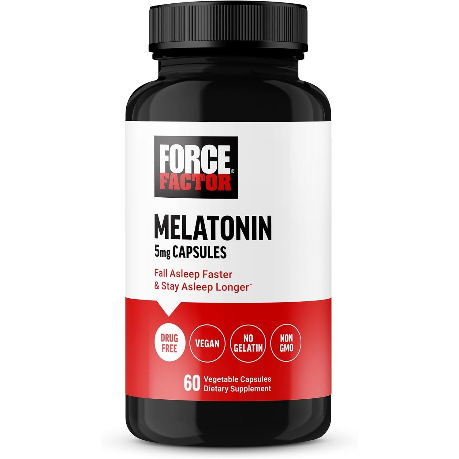 FORCE FACTOR Melatonin 5mg, Drug-Free Supplement, Vegan, Non-GMO, 60 Vegetable Capsules - Medaid - Lebanon