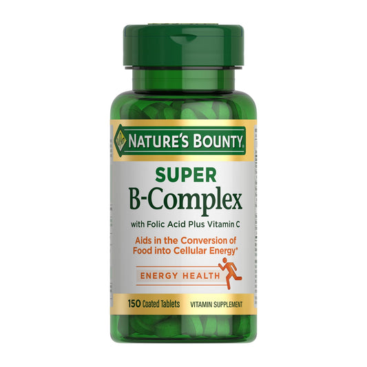 Nature's Bounty Super B Complex Vitamins with Vitamin C & Folic Acid, Vitamins for Immune & Cellular Energy Support, 150 Tablets - Medaid International