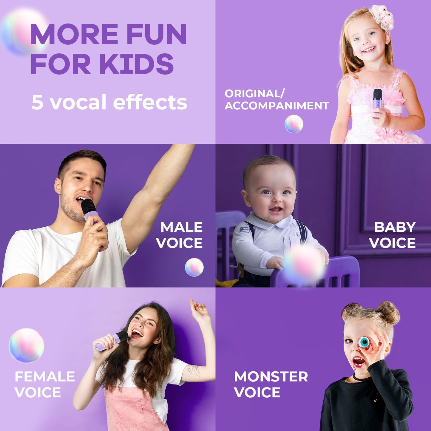 YLL Mini Karaoke Machine with 2 Wireless Microphones, TOP Kids Gifts for Girls Ages 3, 4, 5, 6, 7, 8, 9, 10, 11, 12 +Years Old, 4-12th Christmas Birthday Toy Gift for Girls Boys Party (Purple) - Medaid International