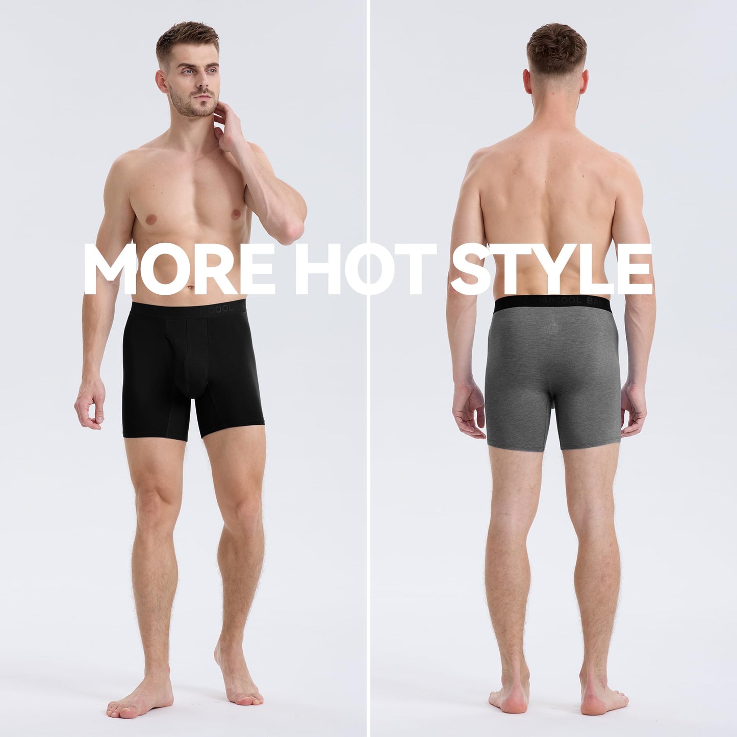 BAMBOO COOL Men's Underwear Boxer Briefs,Regular Leg,Breathable Soft Moisture-Wicking with Fly Underwear For men 4 Pack - Medaid International