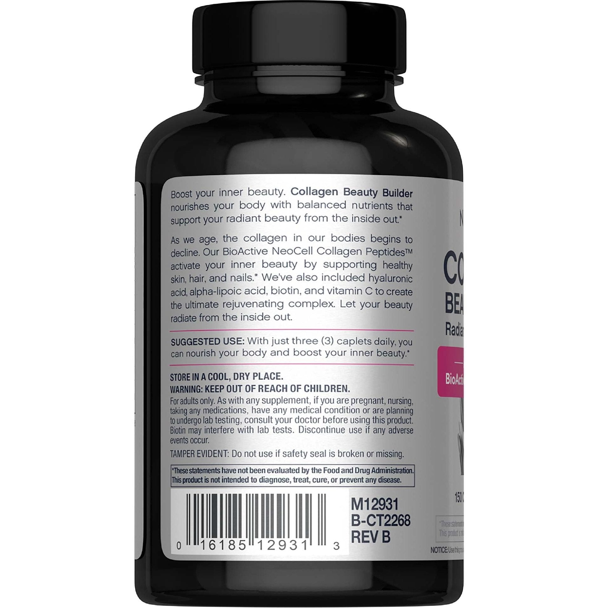 NeoCell Collagen Beauty Builder With Hyaluronic Acid and Biotin, Skin, Hair and Nails Supplement, Includes Antioxidants, Tablet, 150 Count, 1 Bottle - Medaid International