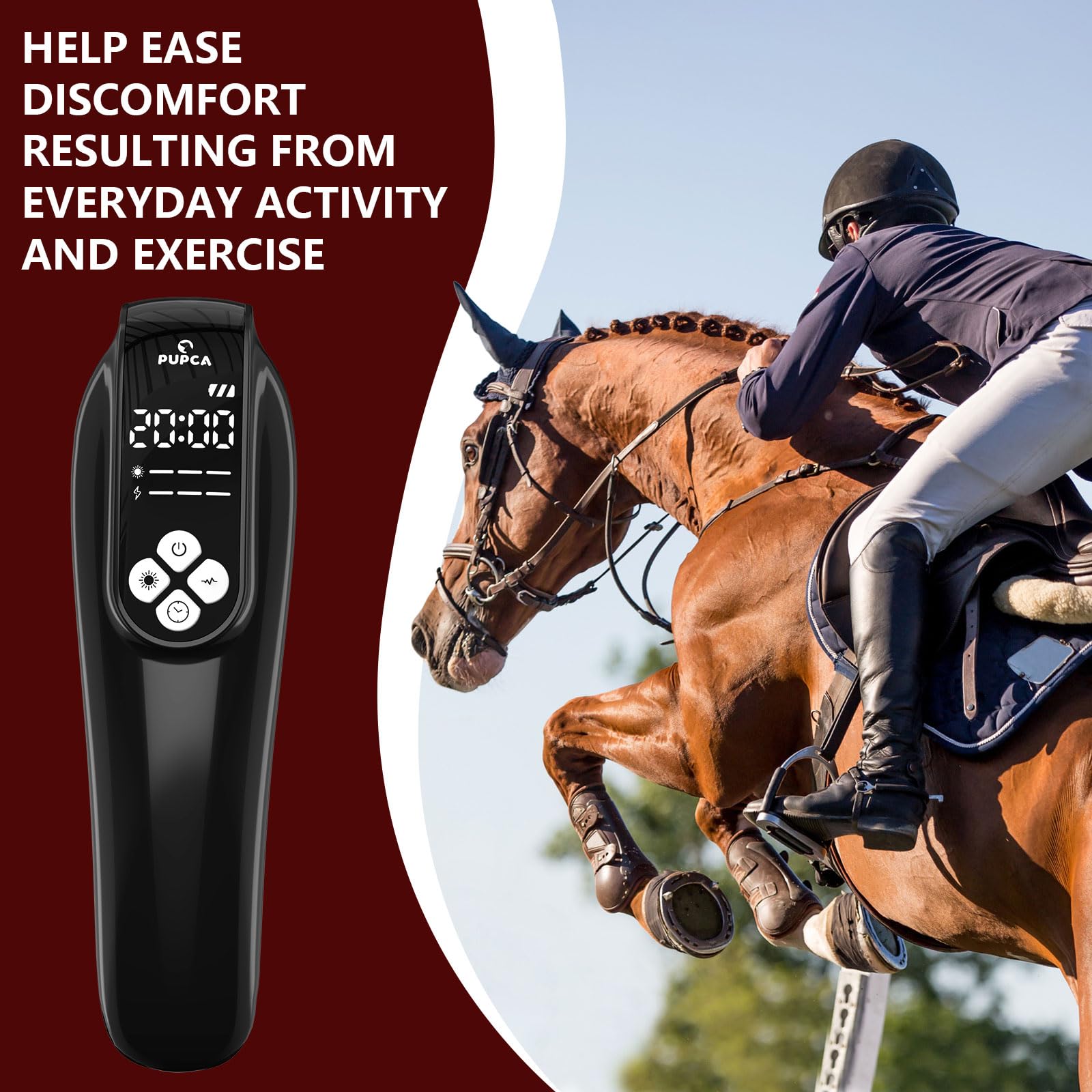 Cold Laser Therapy Device for Horse, Portable Red Light Therapy with 4pcs 808nm and 12pcs 650nm, Near Infrared Laser for Arthritis Pain Relief- Electrical Stimulation for Tendon, and Ligament Recover - Medaid International