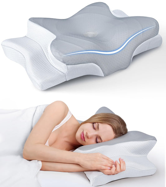 Ultra Pain Relief Cooling Pillow for Neck Support, Adjustable Cervical Pillow Cozy Sleeping, Odorless Ergonomic Contour Memory Foam Pillows, Orthopedic Bed Pillow for Side Back Stomach Sleeper - Medaid International