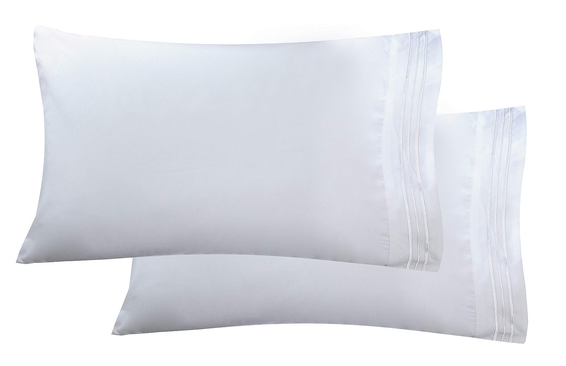 Elegant Comfort Luxury Ultra-Soft 2-Piece Pillowcase Set - 1500 Premium Hotel Quality Microfiber Double Brushed - Wrinkle Resistant, King Size, White - Medaid International