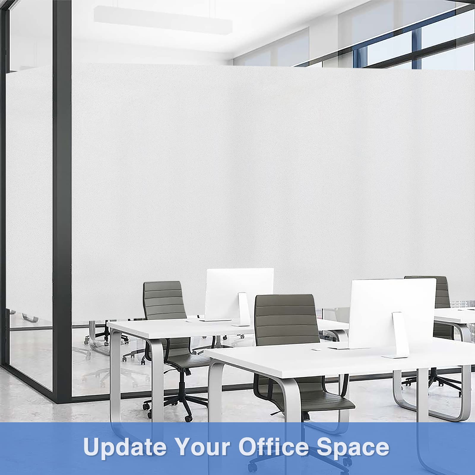 Window Privacy Film Frosted Glass Window Film Sun Blocking Non Adhesive Heat Blocker Static Window Clings Opaque Decorative Window Stickers for Bathroom Home Office 11.8 x 78.7 Inches, Pure - Medaid International