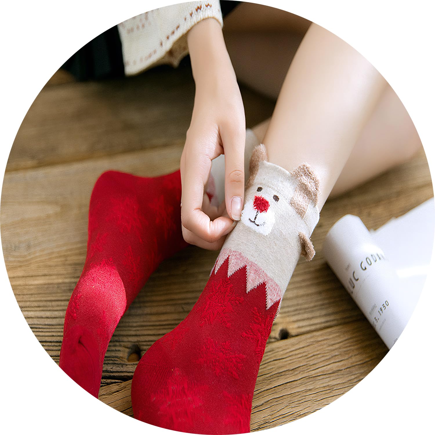 Christmas Crew Socks for Adults Holiday Novelty Striped Socks Festive Winter Accessories for Party Work and Home Wear - Medaid International