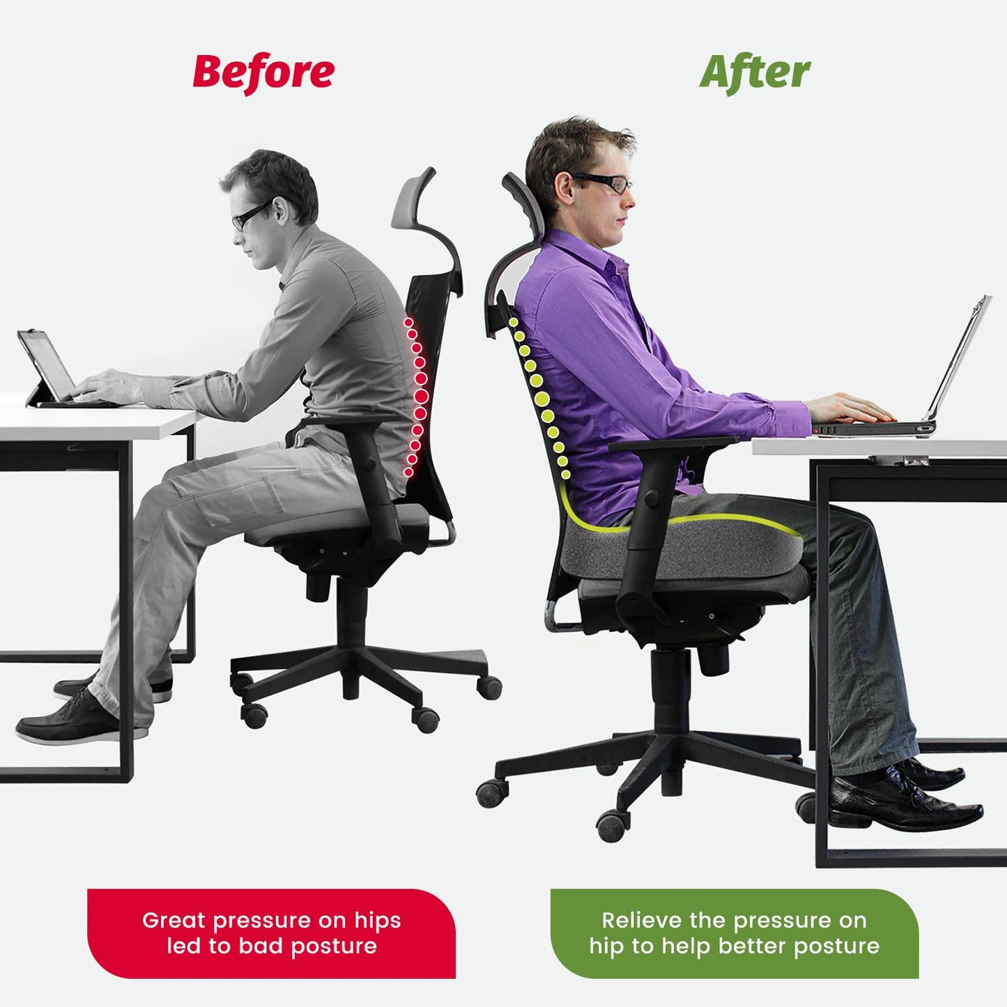 anzhixiu Concave U Surface Donut Pillow for Tailbone Pain Cradle Tailbone Reducing Pressure on Pelvis- Hemorrhoid Pillow for Office, Car, Home Seat- Black/Gray - Medaid International