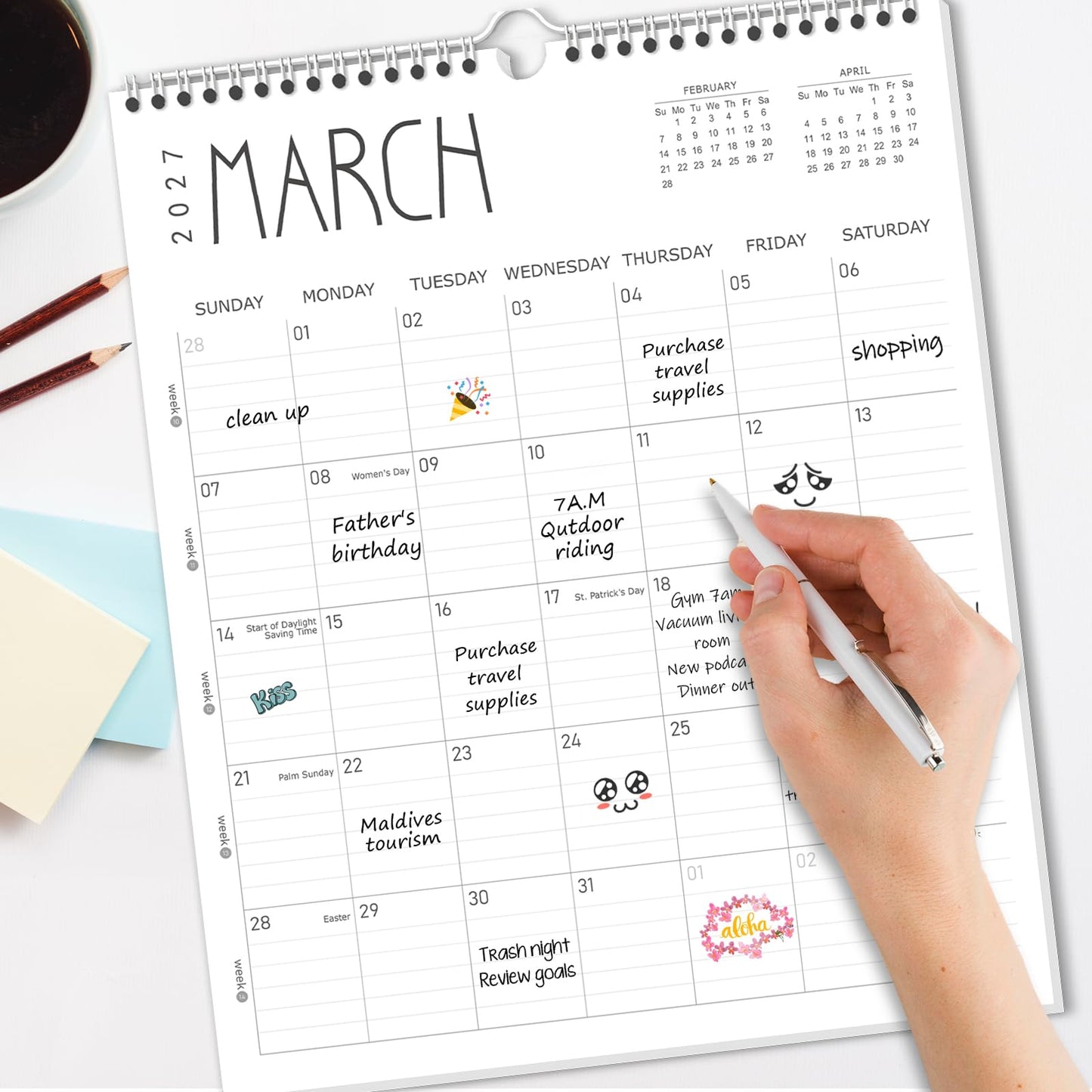 Guasslee Wall Calendar 2026-2027, 14"x11.5" Vertical Wall Calendar 2026, 18-Month Desk Planner From 2026 Jan - 2027 Jun, Monthly Hanging Planner Spiral Bound For School Home Office Organizing - Medaid International