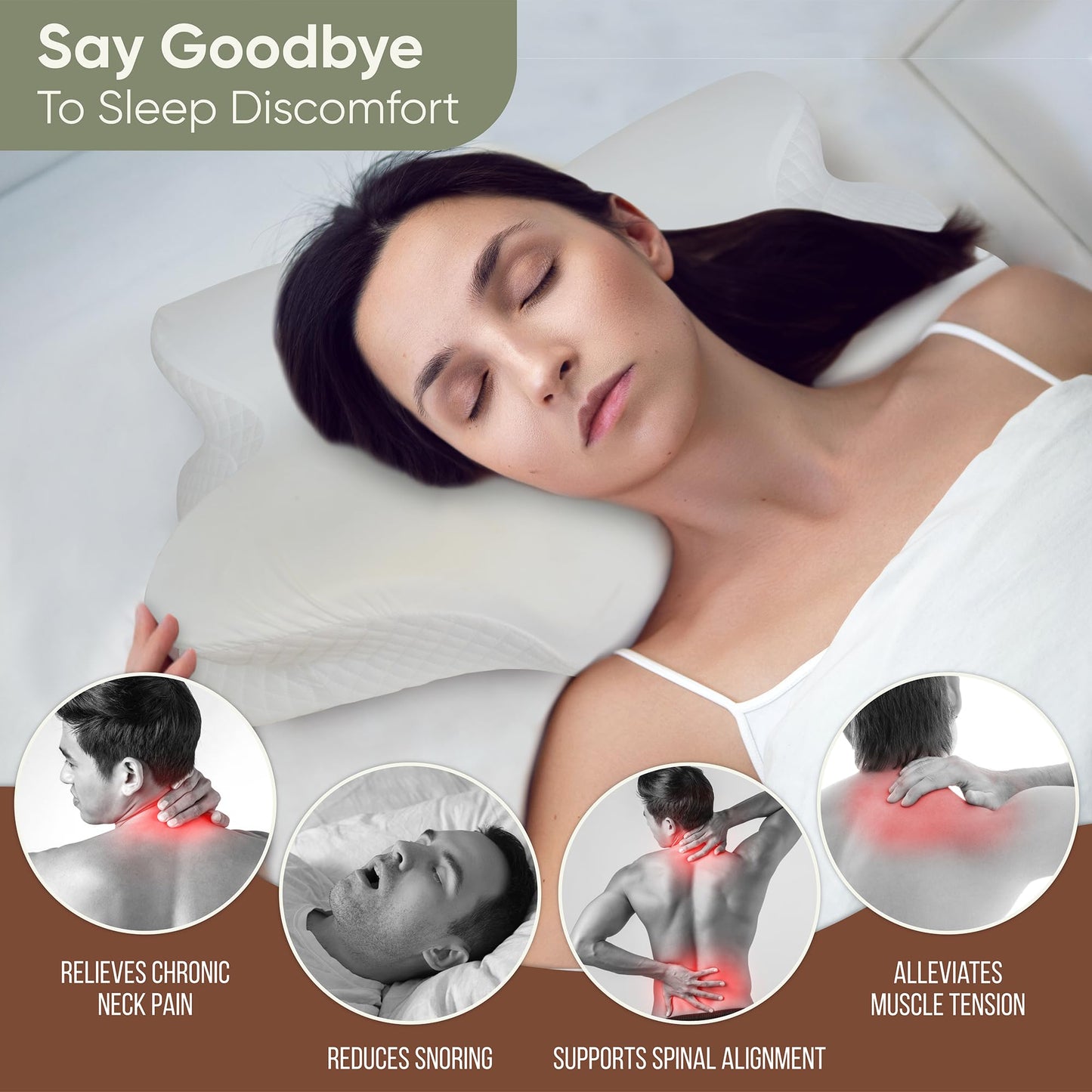 shrink Cervical Pillow for Neck Pain Relief and Shoulder - Contour Memory Foam Pillows - Orthopedic Bed Pillow - Ergonomic Neck Support for Side Back Stomach Sleepers - Medaid International