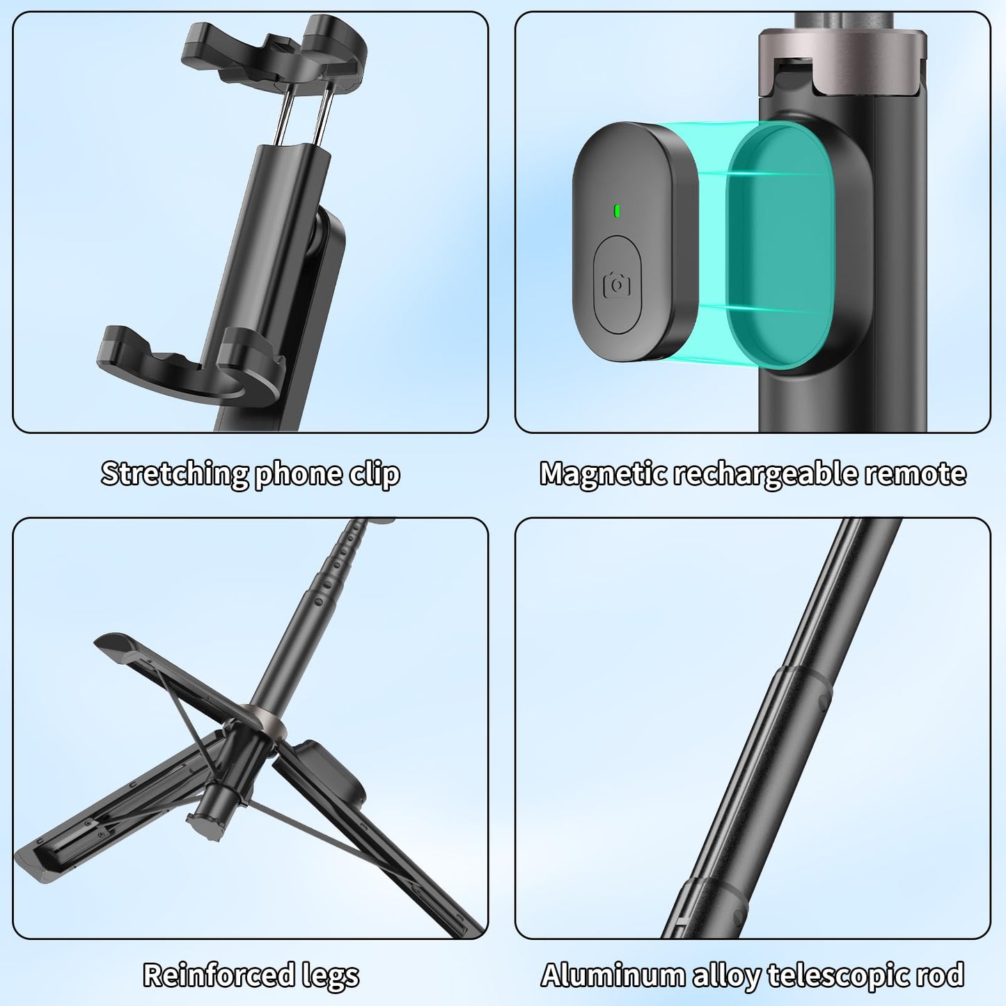 TONEOF Mini Selfie Stick Tripod, Cellphone Tripod Stand with Remote, Phone Tripod Stand Portable for Group Selfie/Live Streaming/Video Recording Compatible with All Smartphone - Medaid International