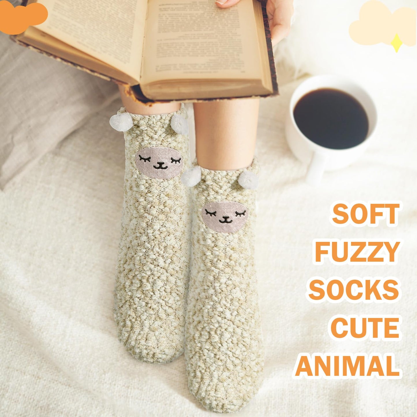 Chuarry 20 Pairs Women Fuzzy Socks Bulk Winter Fluffy Warm Sleeping Cozy Slipper Socks with Grips for Woman Christmas Gifts - Medaid International
