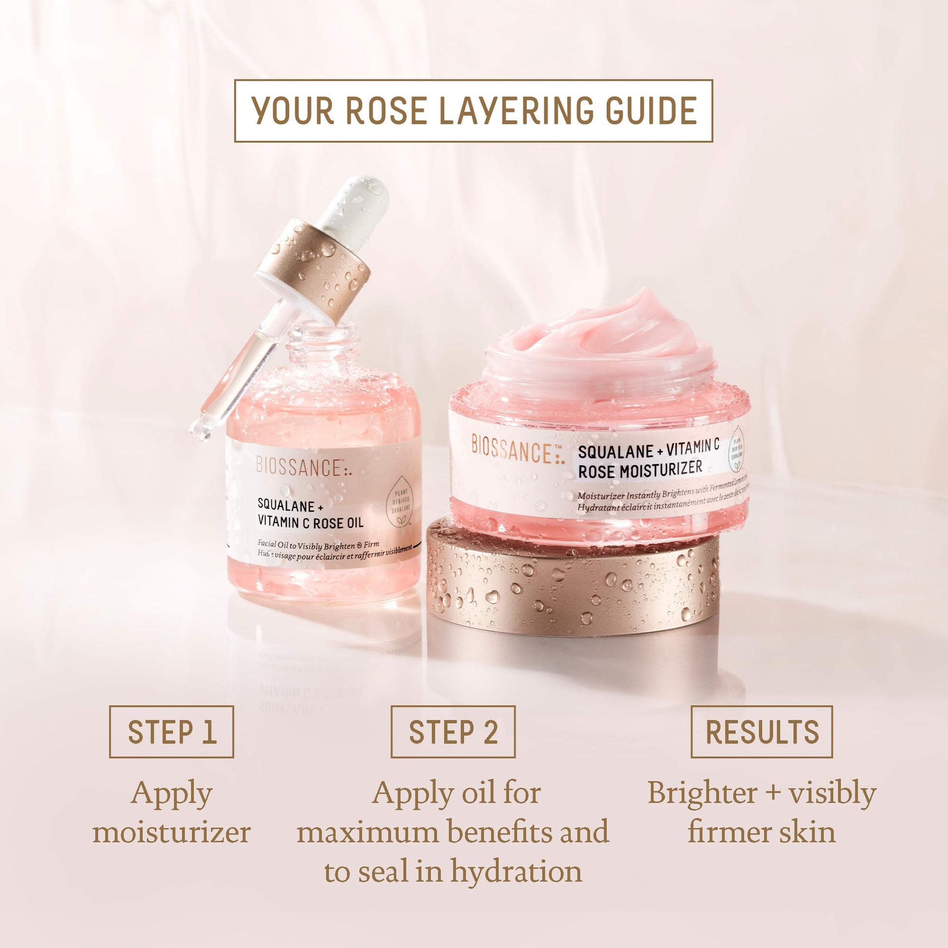 BIOSSANCE Squalane + Vitamin C Rose Face Moisturizer – Antioxidant-Rich Day/Night Face Lotion – Hydrates and Smooths Fine Lines – Even Skin Tone & Reduce Discoloration – For Radiant Skin, 1.69 Fl Oz - Medaid International