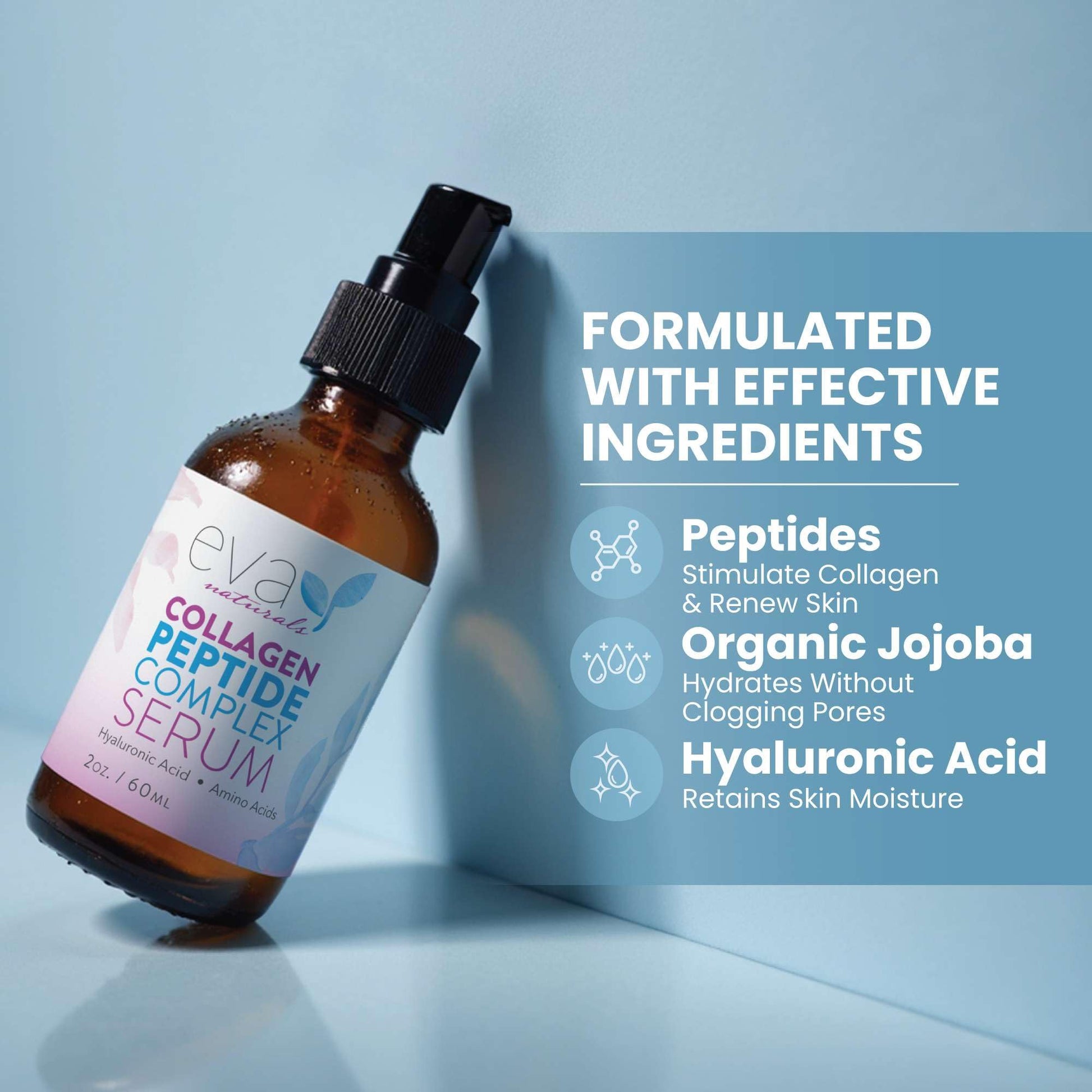 Collagen Peptide Serum for Face – Anti Aging Facial Treatment with Peptides & Hyaluronic Acid – Gentle Formula for Sensitive Skin, Microneedling Pen, Derma Roller, Skin Firming & Hydrating (2 Oz) - Medaid International