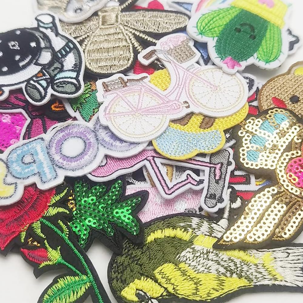 50pcs Mix Lots Iron On& Sewing On Patches,Applique Patches for Sweatshirts, Skirts, Hats, Socks, Backpack,Bag,Jeans DIY Accessories - Medaid International