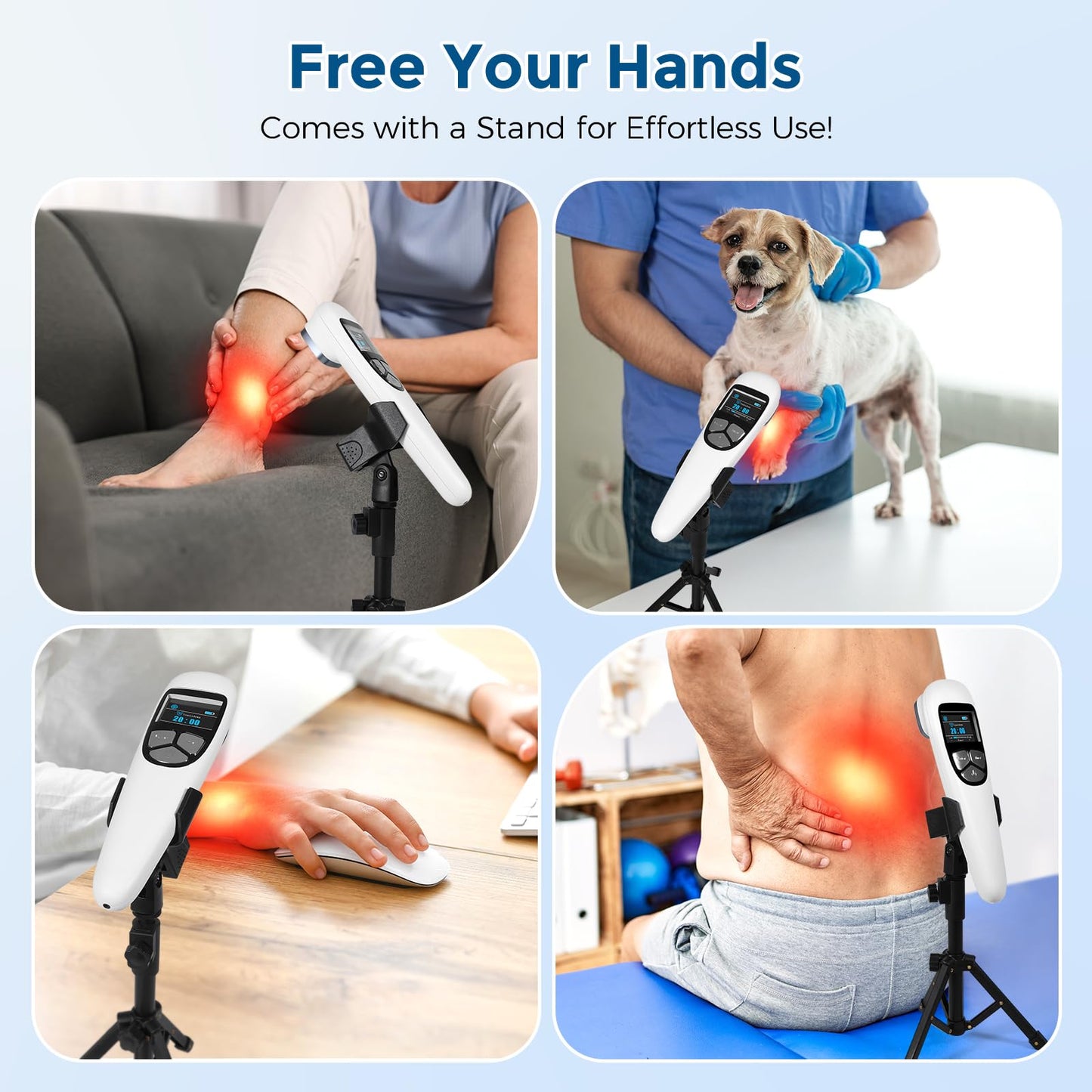 Cold Laser Therapy Device for Dog Veterinary, Handhold, Low Level Laser Red Light Therapy for Human Pain Relief Knee, Joint, Muscle, 4 Power/4 Timer, 3X 808nm + 13x 650nm - Medaid International