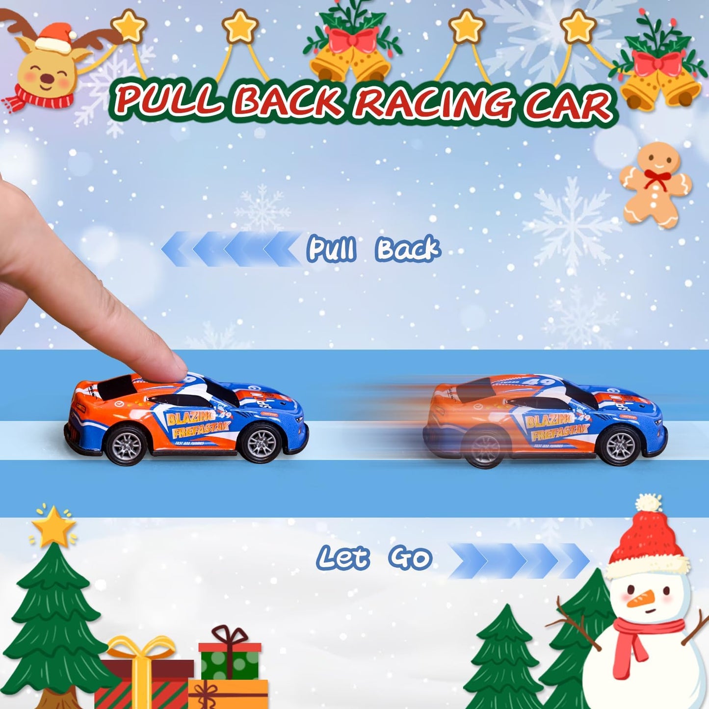 Bupelo Christmas Advent Calendar 2025, Christmas Advent Calendar with Pull-Back Racing Car Toys, 24 Days Christmas Countdown Calendar Gifts for Kids, Christmas Party Favor, Classroom Prizes Xmas Gift - Medaid International