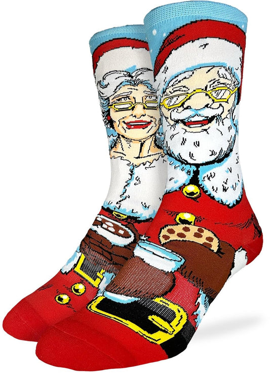 Good Luck Sock Men's Santa and Mrs. Claus Socks, Adult, Shoe Size 8-13 - Medaid International