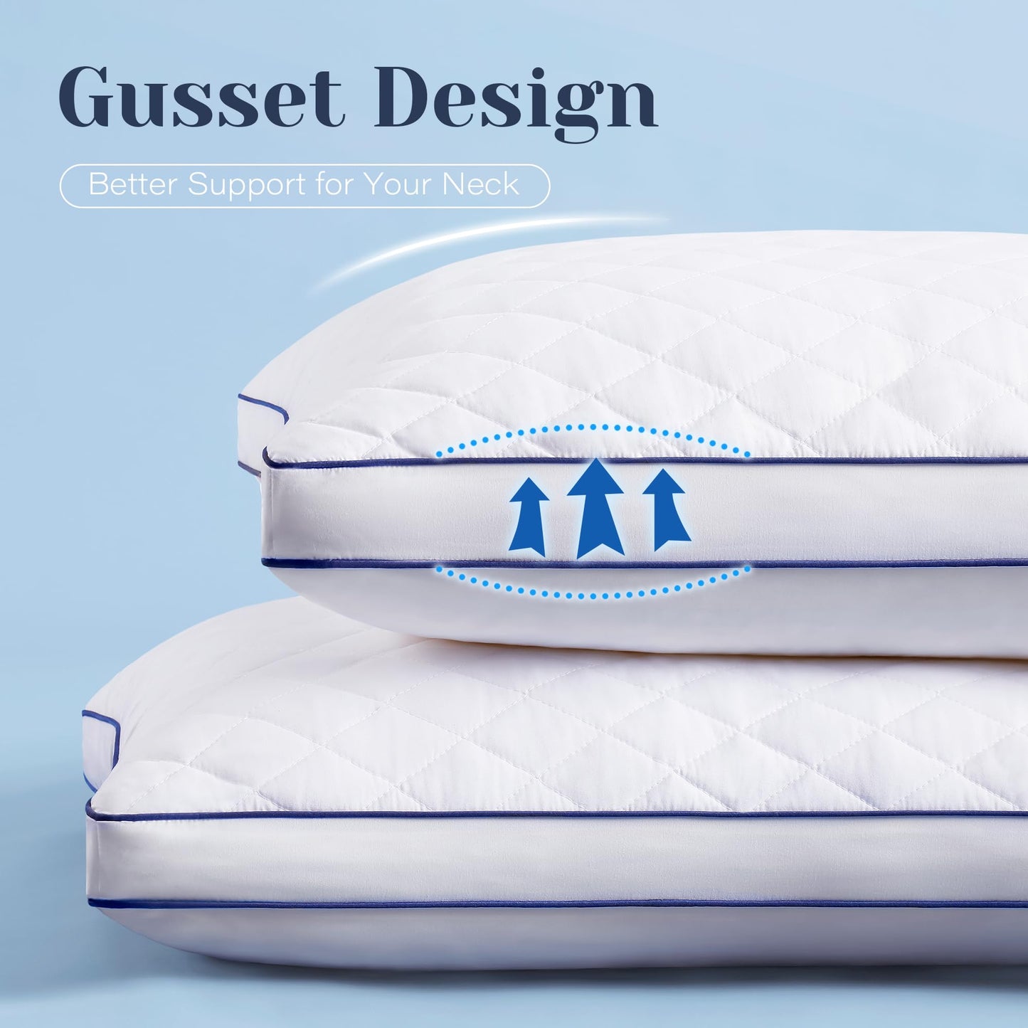 Mosluna Shredded Memory Foam Pillows Queen Size Set of 2, Soft Bed Pillow for Side and Back Sleepers, Medium Firm Pillows 2 Pack with Gusset(20"x30") - Medaid International