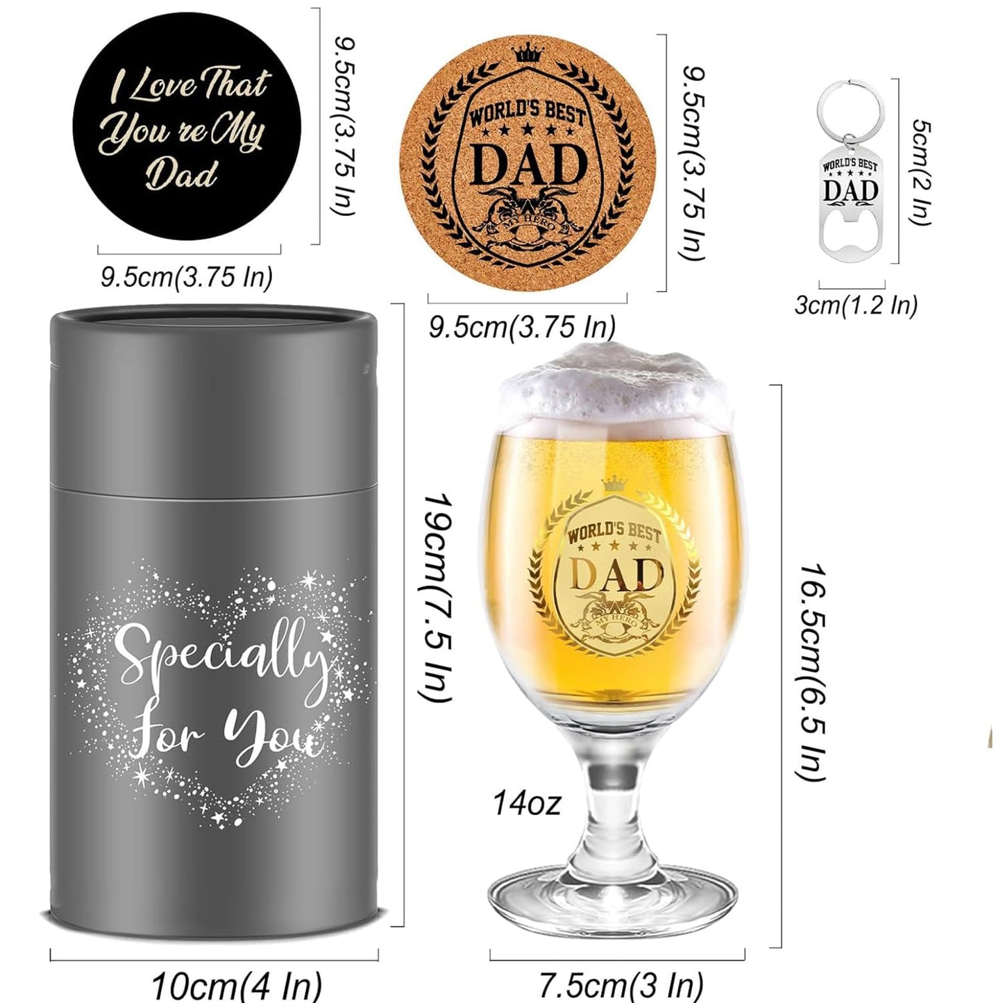 Yalucky Gifts for Dad Beer Glasses Presents for Dad Gifts from Daughter Son Father's Day Gifts Daddy Christmas Birthday Gifts for Men Dad Birthday Gifts Mens Gift Set - Medaid International
