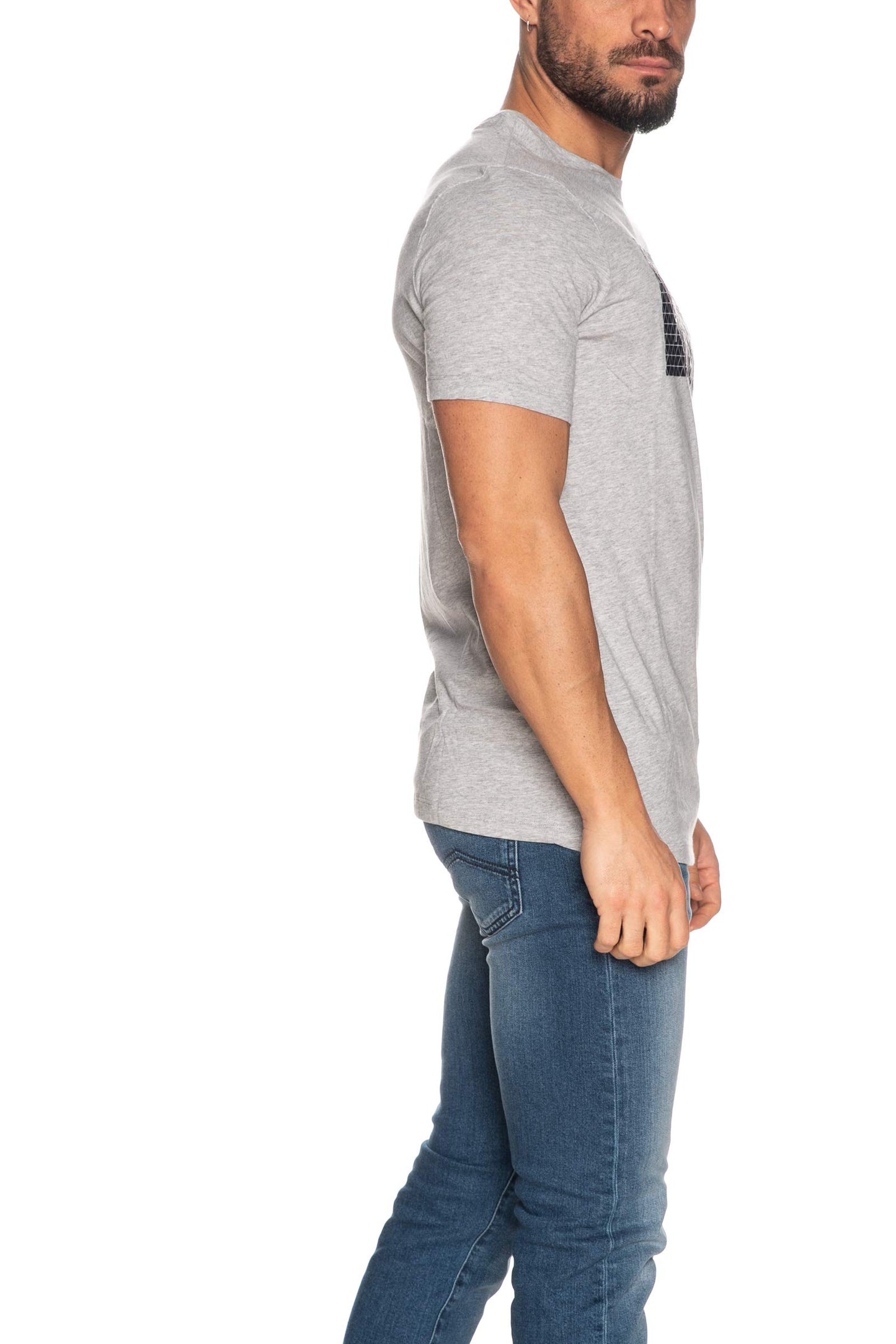 Armani Exchange Men's Crew Neck Logo Tee T Shirt Grid Logo, Heather Grey, X-Large - Medaid International