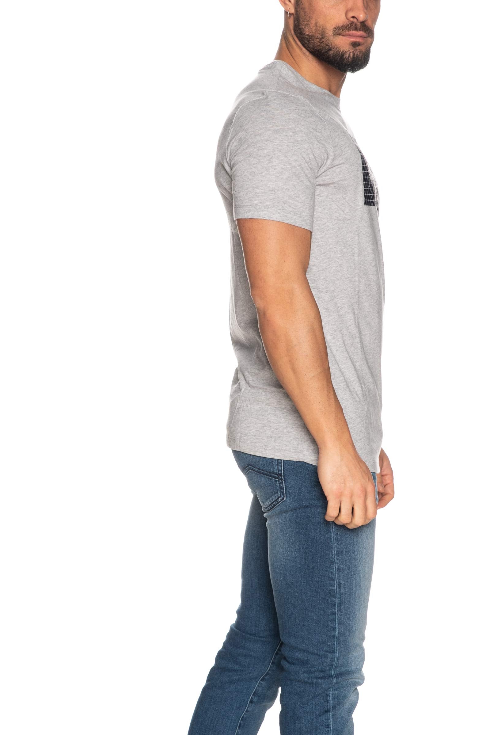 Armani Exchange Men's Crew Neck Logo Tee T Shirt Grid Logo, Heather Grey, X-Large - Medaid International