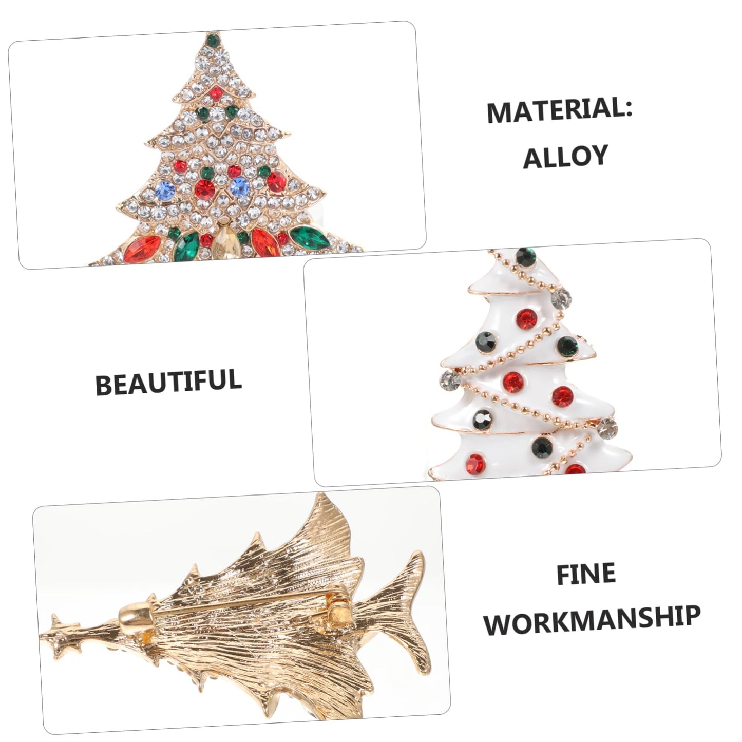 2Pcs Elegant Xmas Brooch Christmas Tree Brooch with Unique Design for Holiday Decoration and Sparkling Accessories for Festive Atmosphere - Medaid International