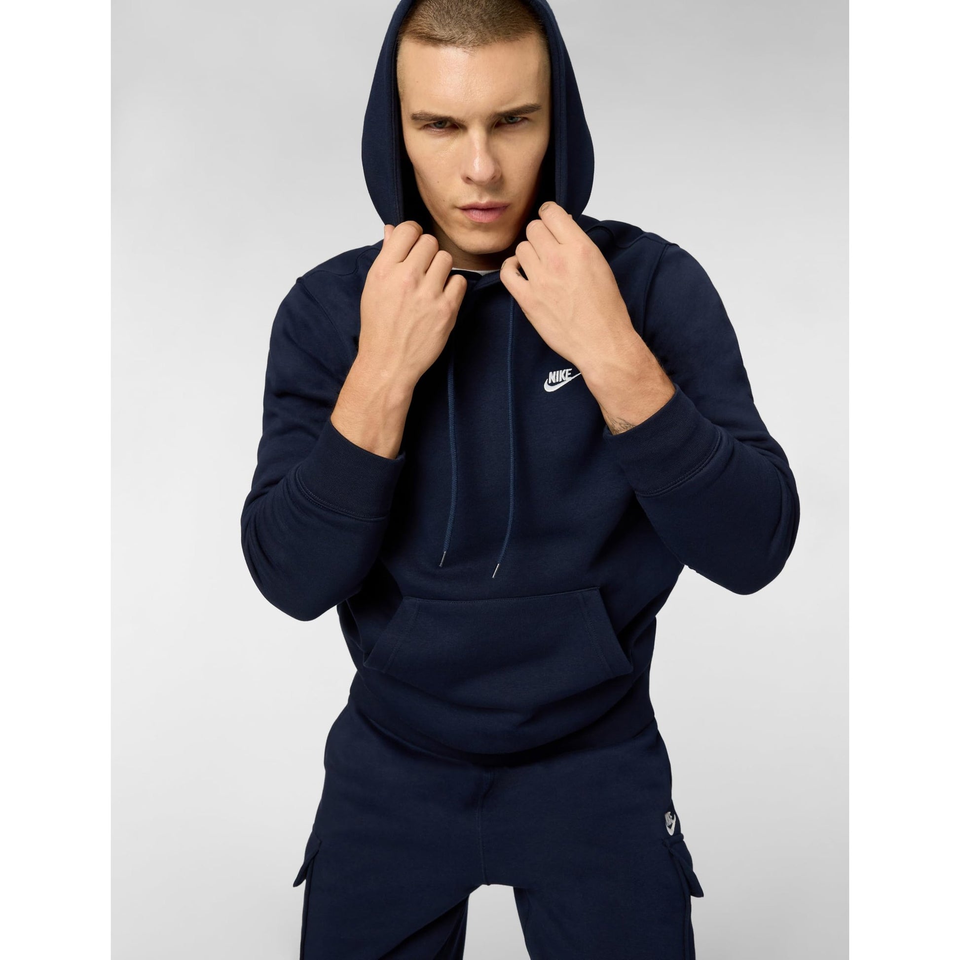 Nike Men's Club Pullover Fleece Hoodie, Obsidian/Obsidian/White, Medium - Medaid International