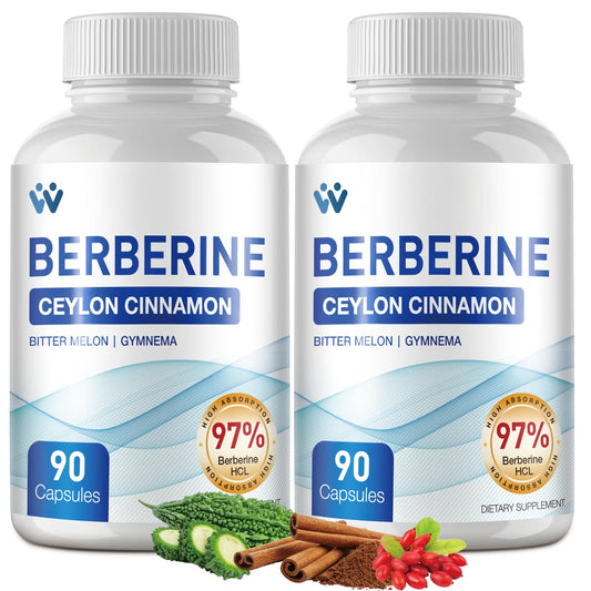 WACHRAY Berberine Supplement 1500mg - Berberine with Ceylon Cinnamon, Berberine HCl 97% Purity Complex Supplements, Non-GMO Vegan - 180 Capsules - Medaid International
